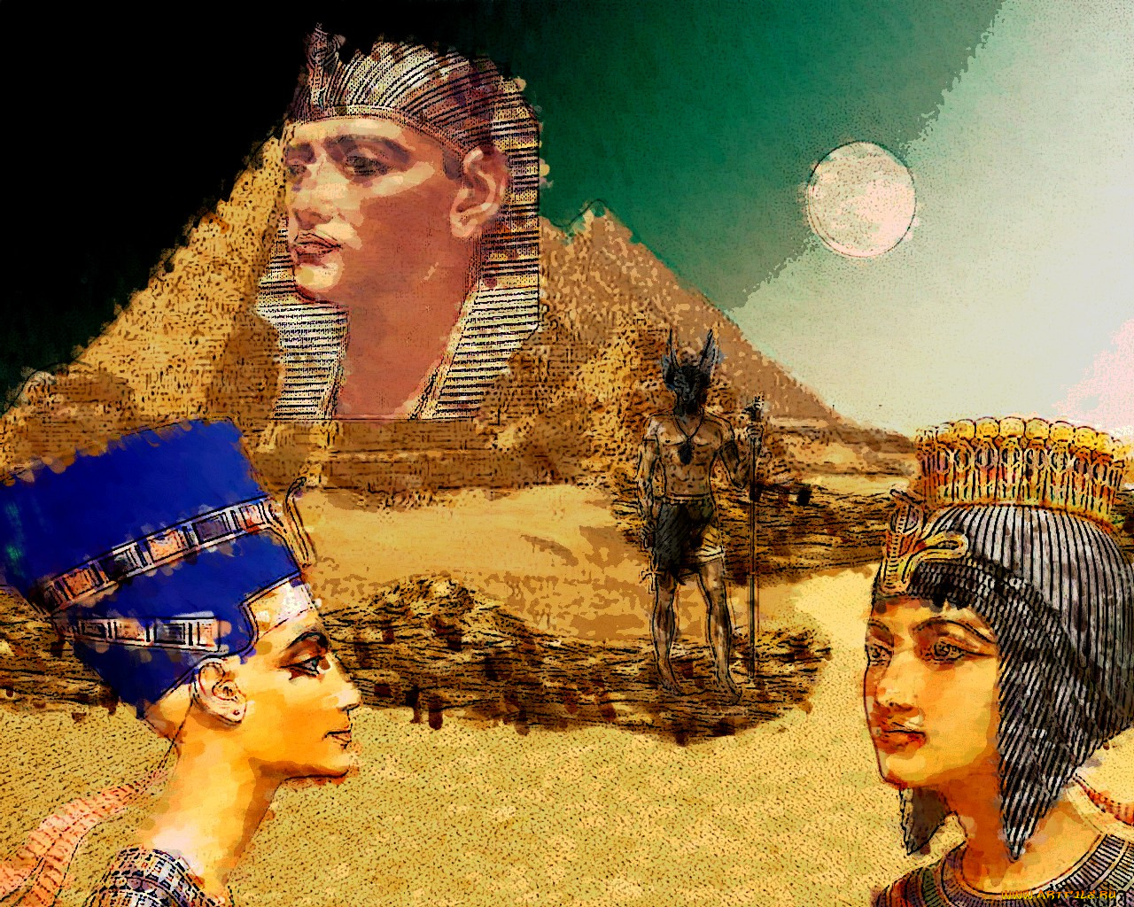 тайны, фараонов, рисованные, люди