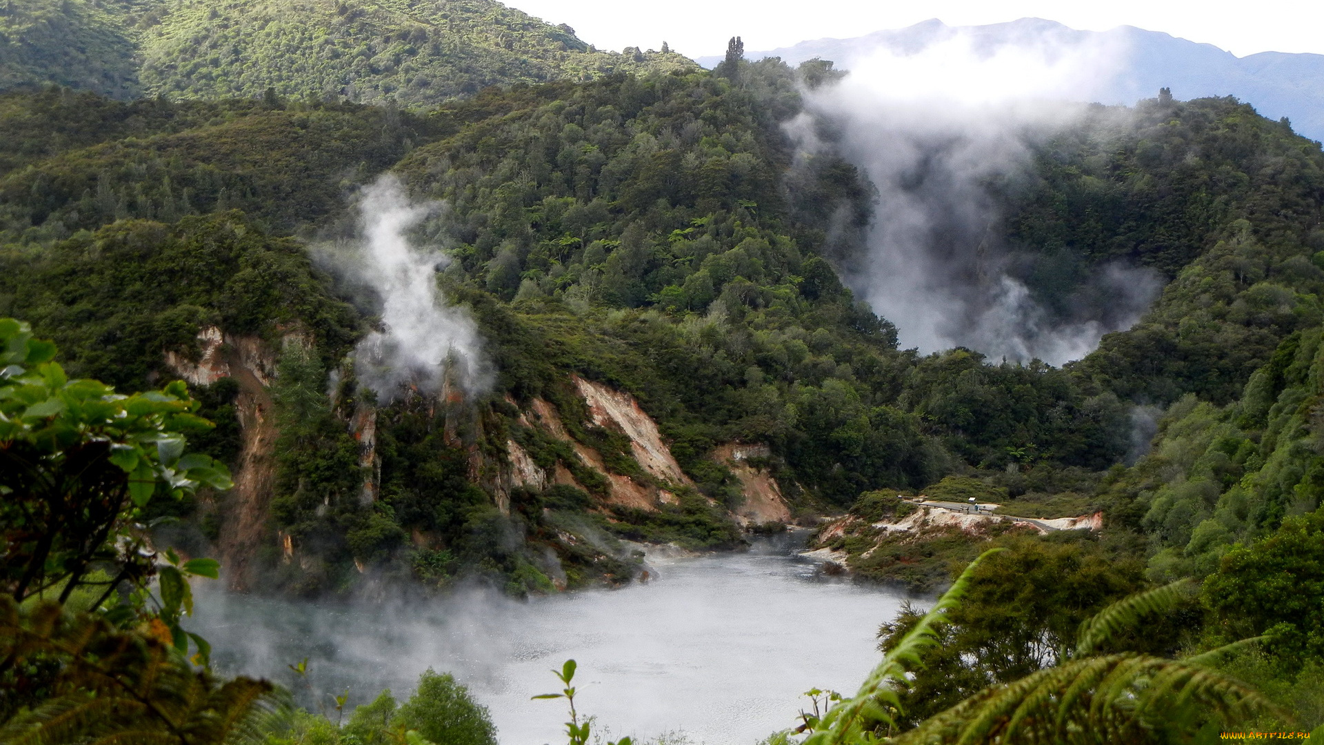 new, zealand, rotorua, природа, пейзажи, озера, вулканы, горы