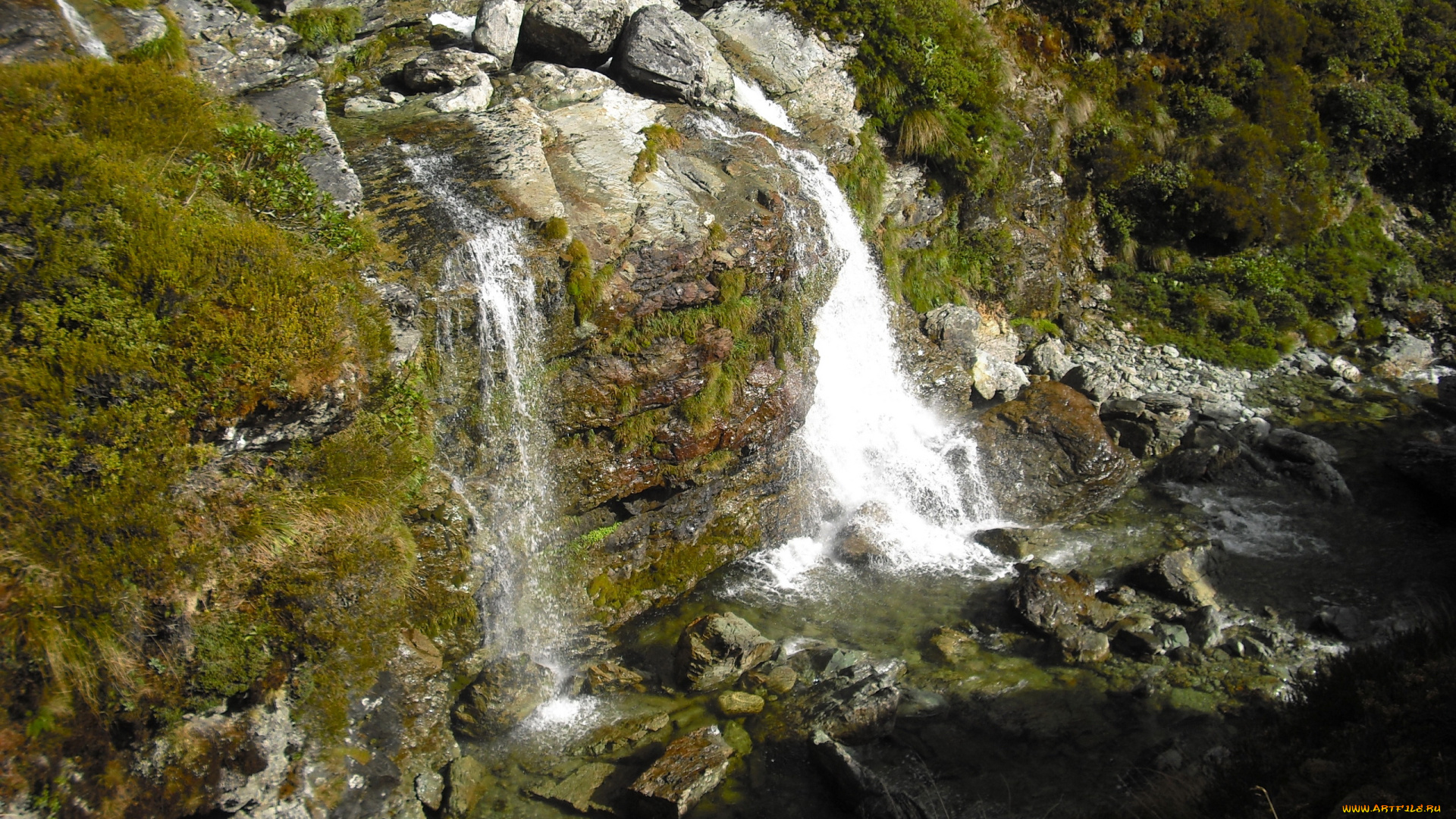 новая, зеландия, природа, водопады, водопад