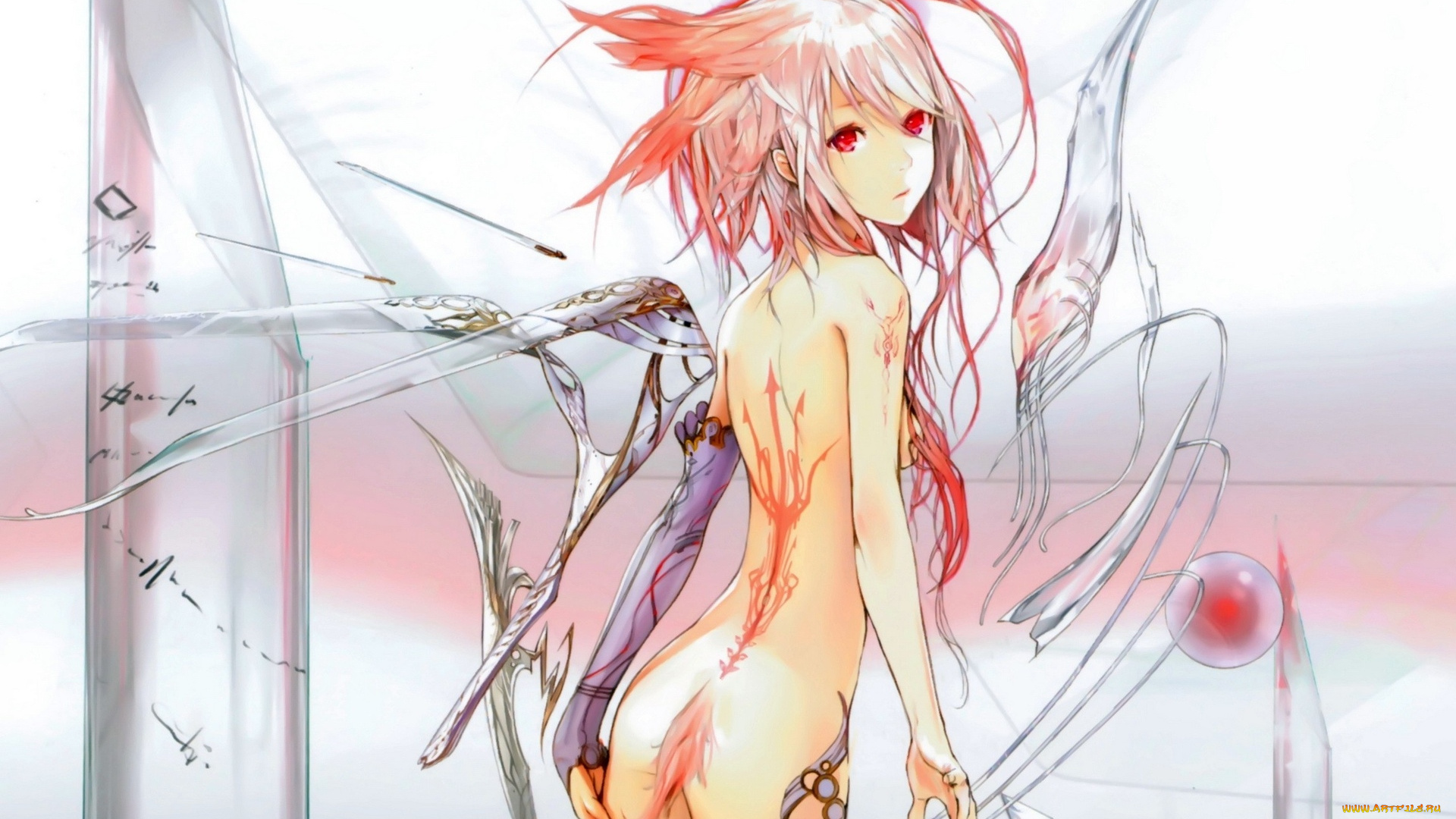 аниме, -angels, &, demons, девушка, татуировки