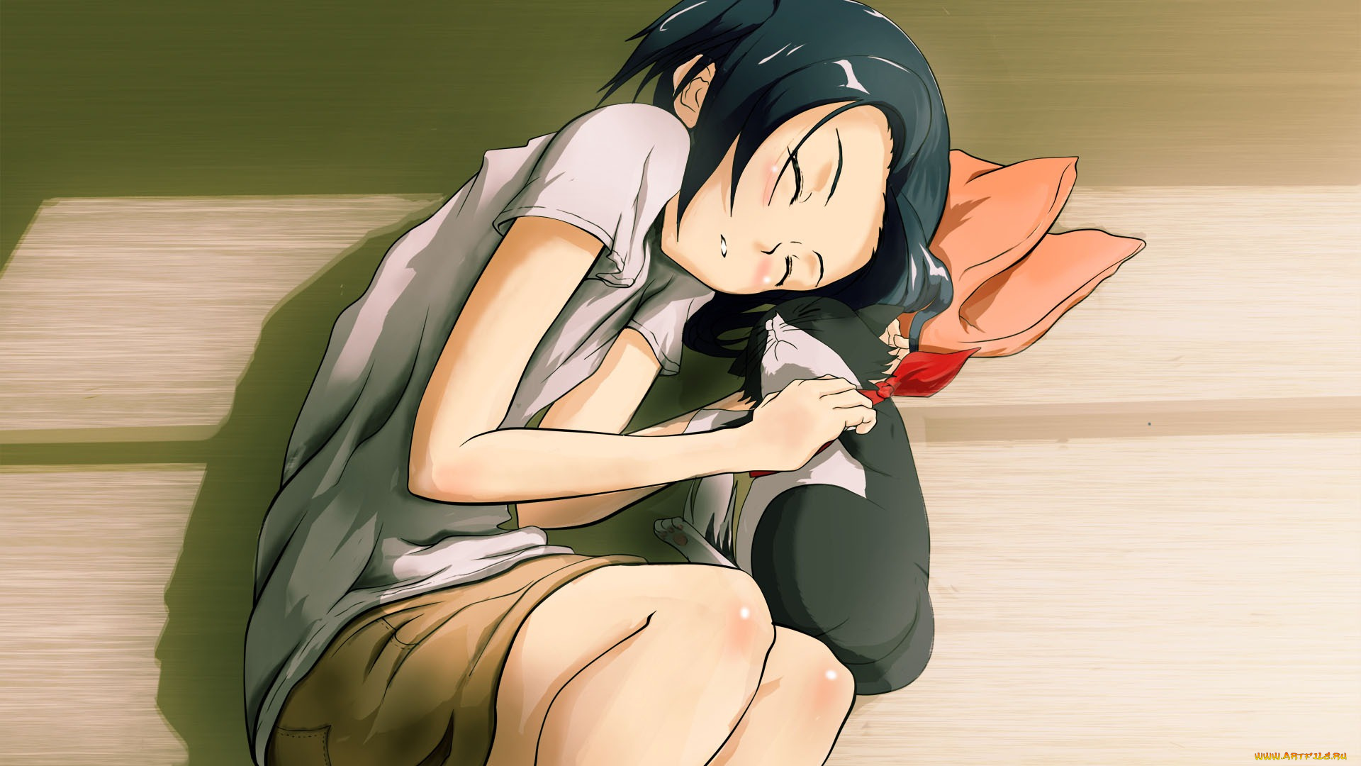 аниме, nyankoi, девушка, кошка