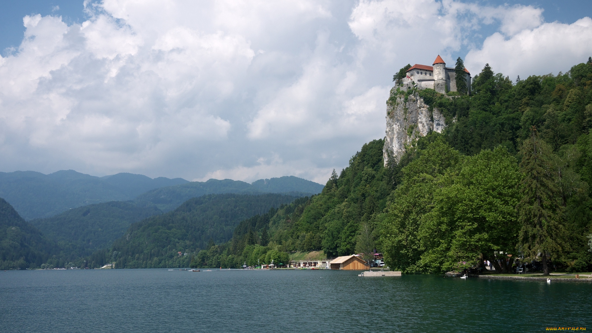 города, блед, , словения, круча, монастырь, озеро