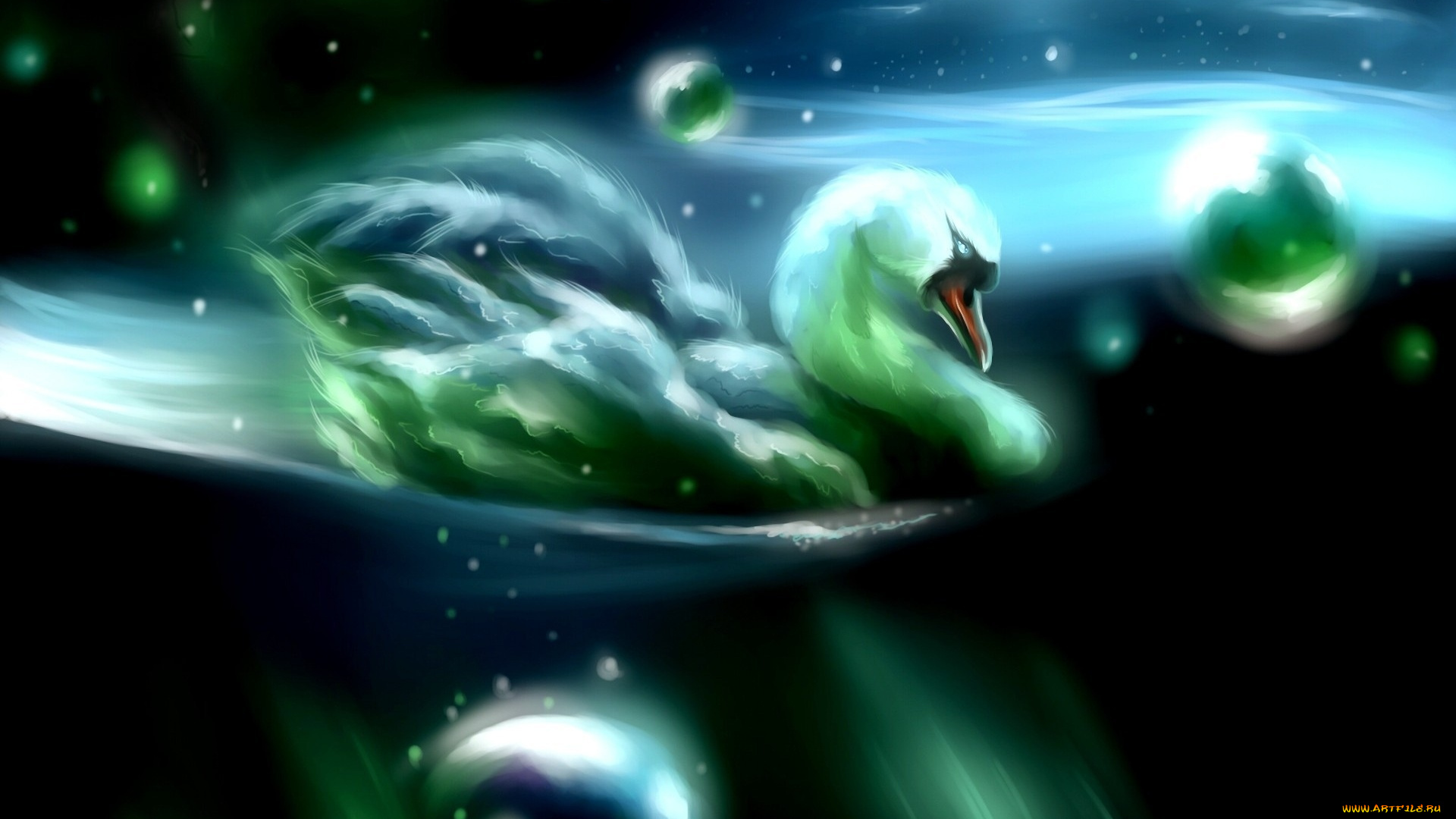 разное, -, другое, пузырьки, абстракция, белая, лебедь, птица, вода