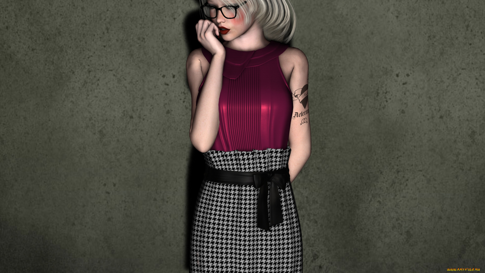 3д, графика, люди, , people, девушка, взгляд, фон, очки