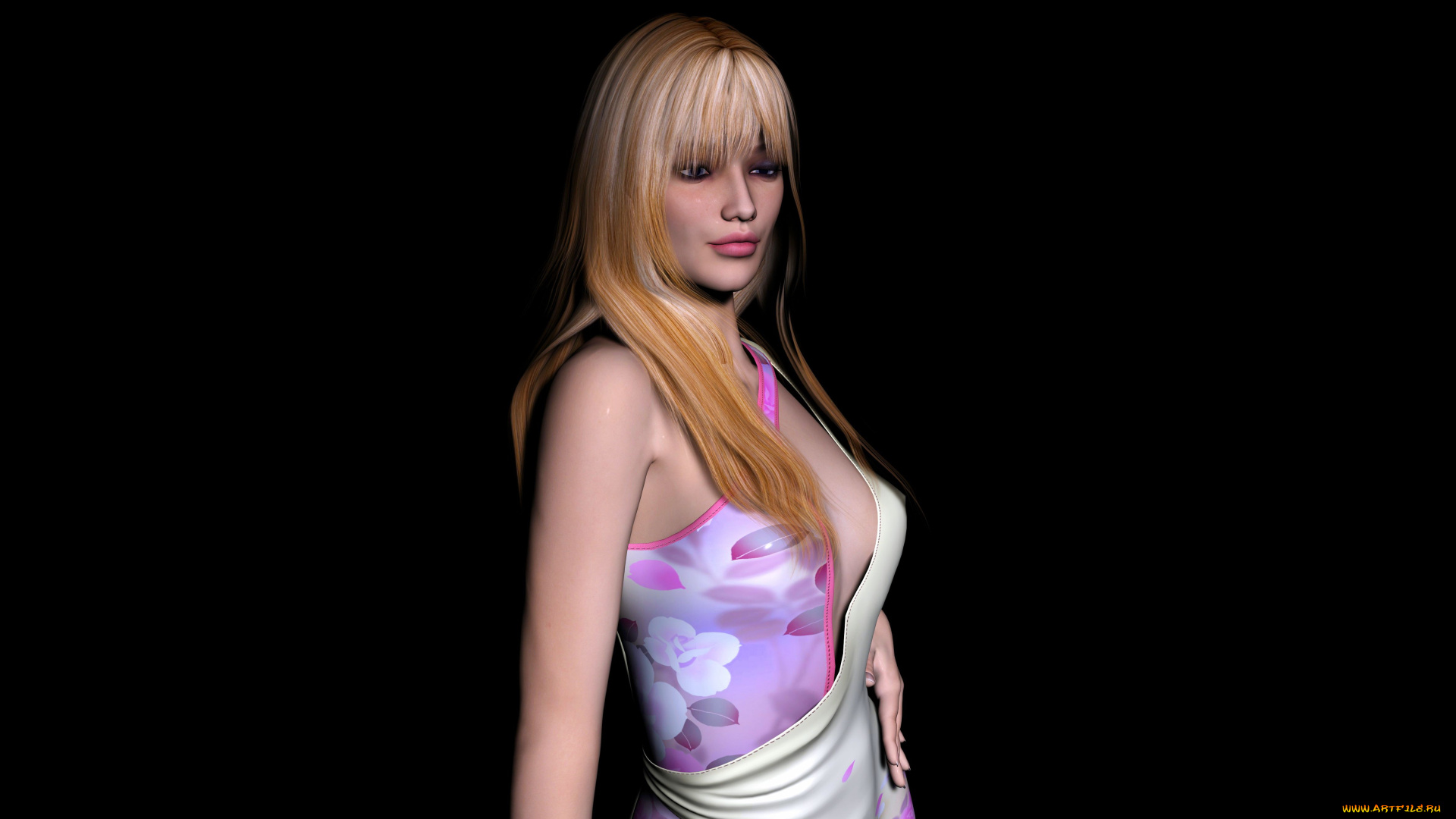3д, графика, люди, , people, взгляд, девушка, фон, блондинка