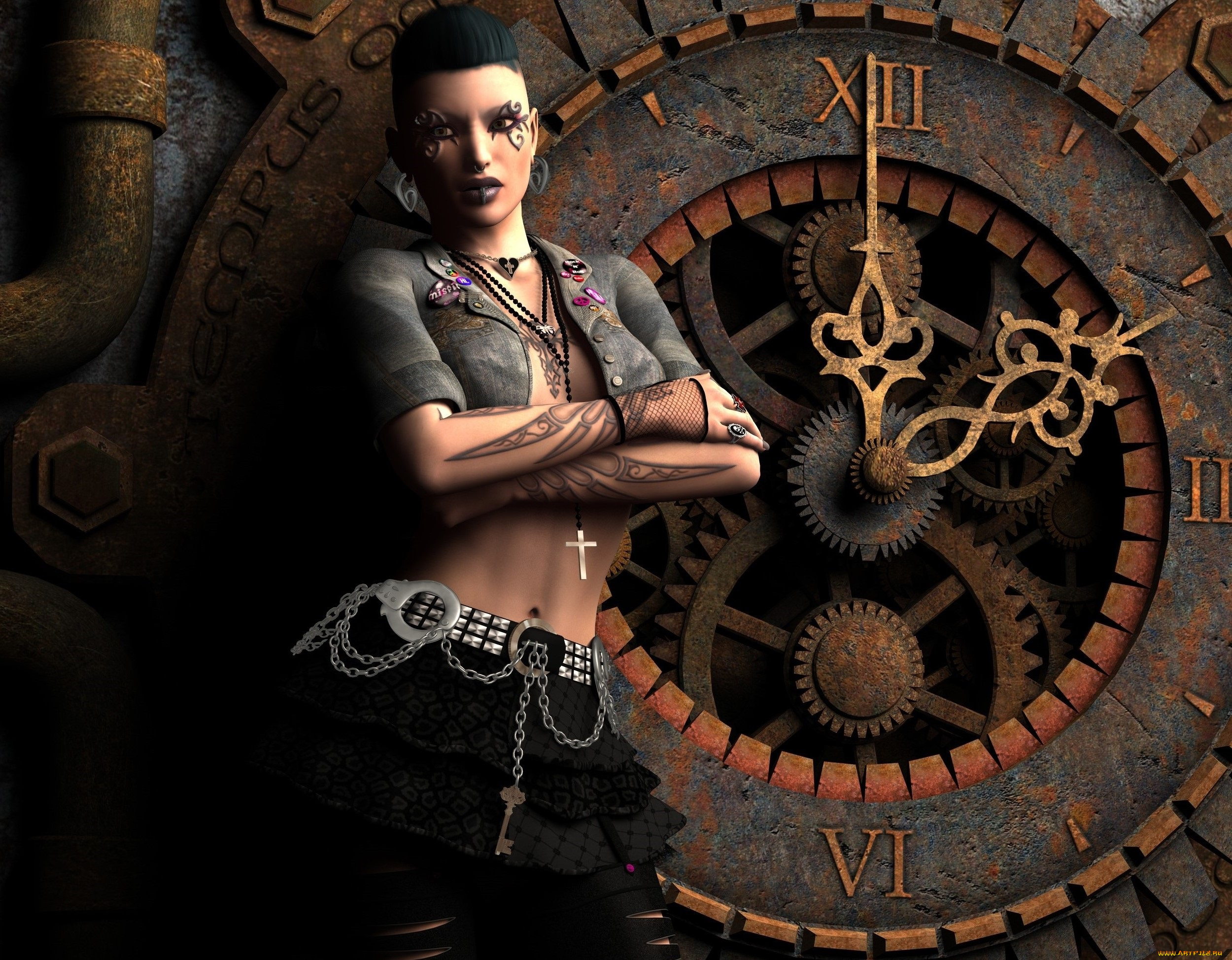 3д, графика, люди, , people, девушка, взгляд, фон, тату