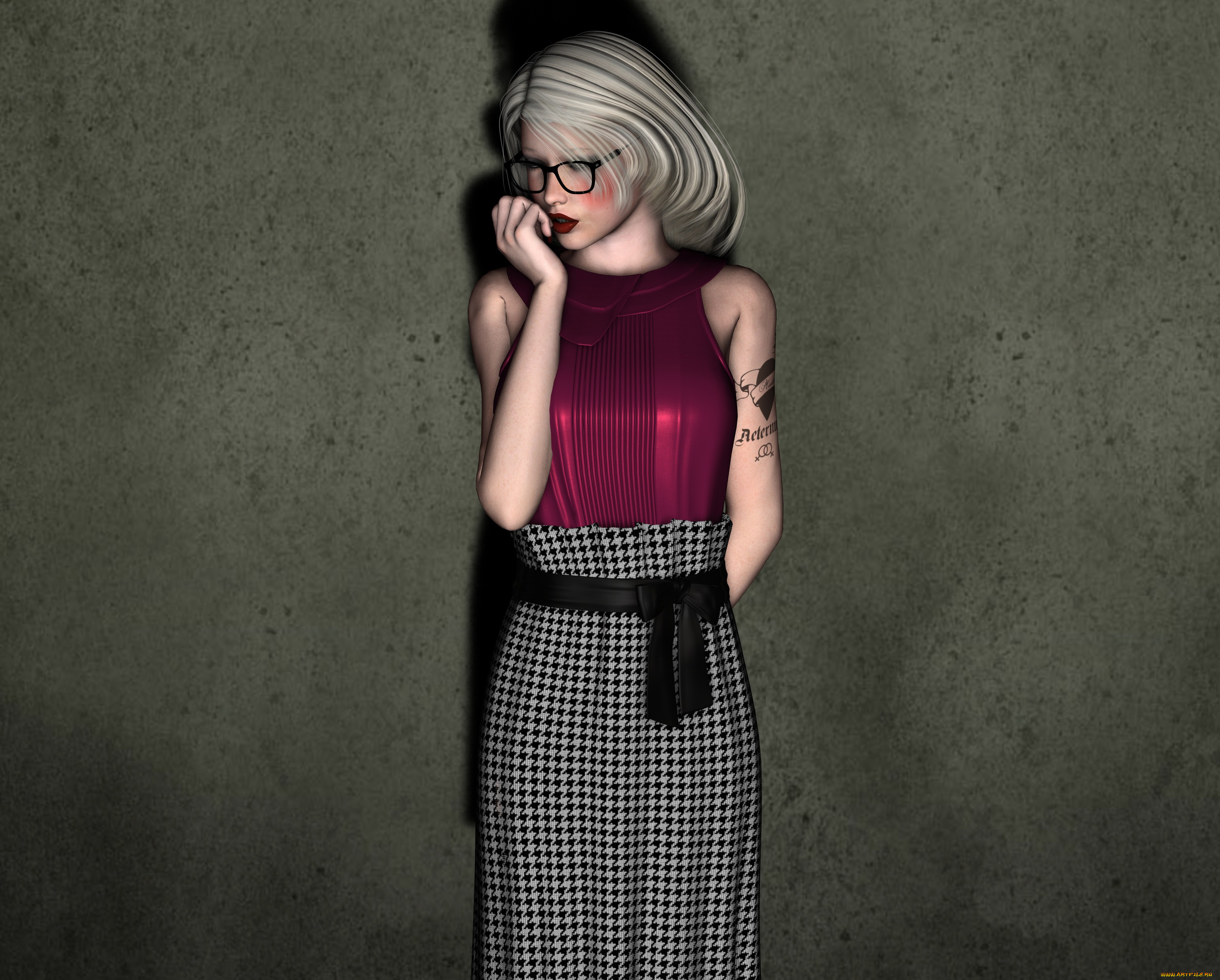 3д, графика, люди, , people, девушка, взгляд, фон, очки