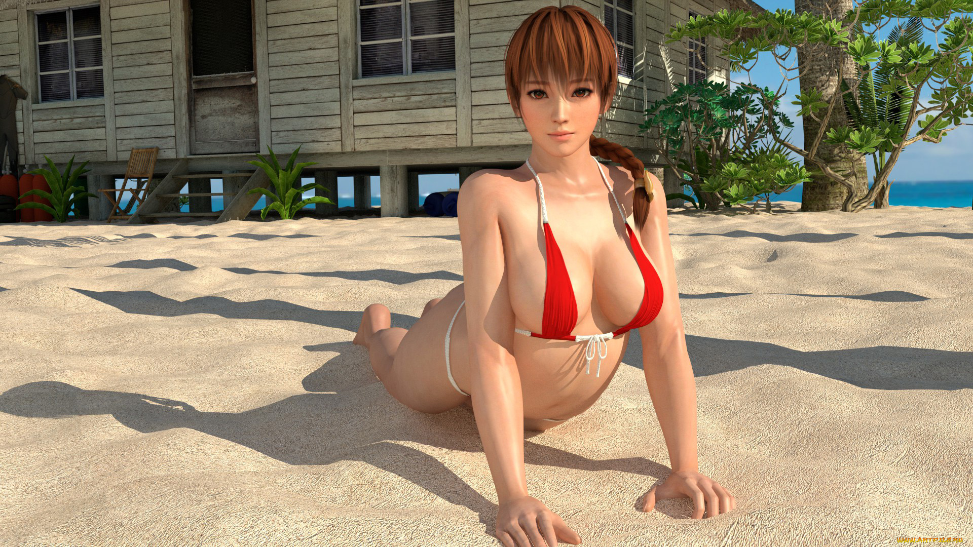 3д, графика, аниме, , anime, девушка, фон, взгляд