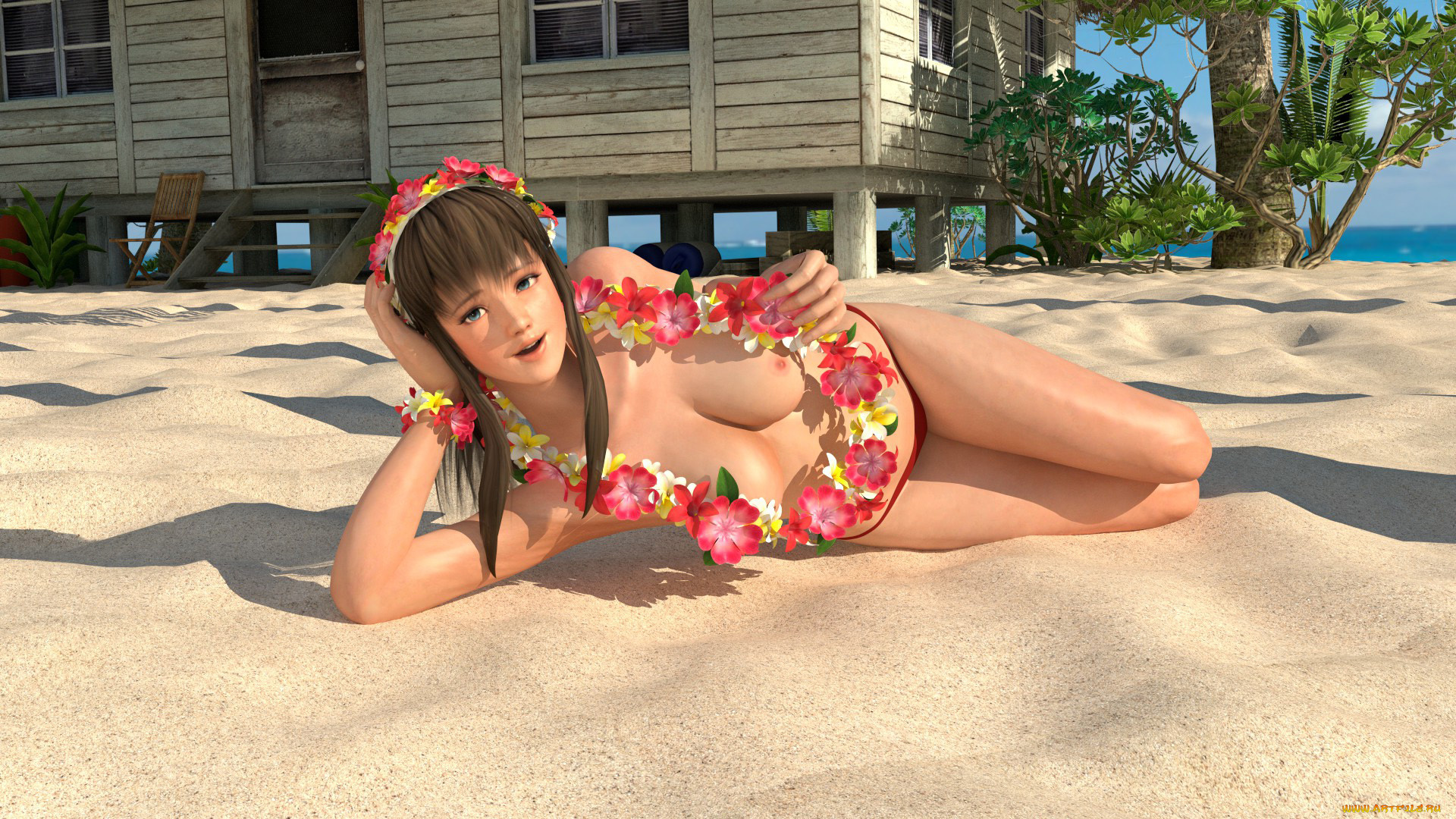 3д, графика, аниме, , anime, фон, взгляд, девушка