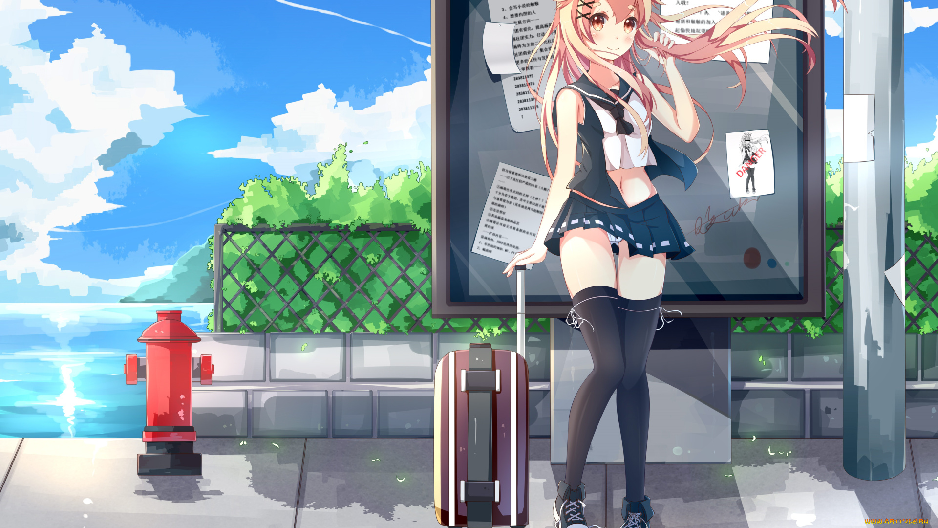 аниме, город, , улицы, , здания, si, xia, daze, девушка, арт