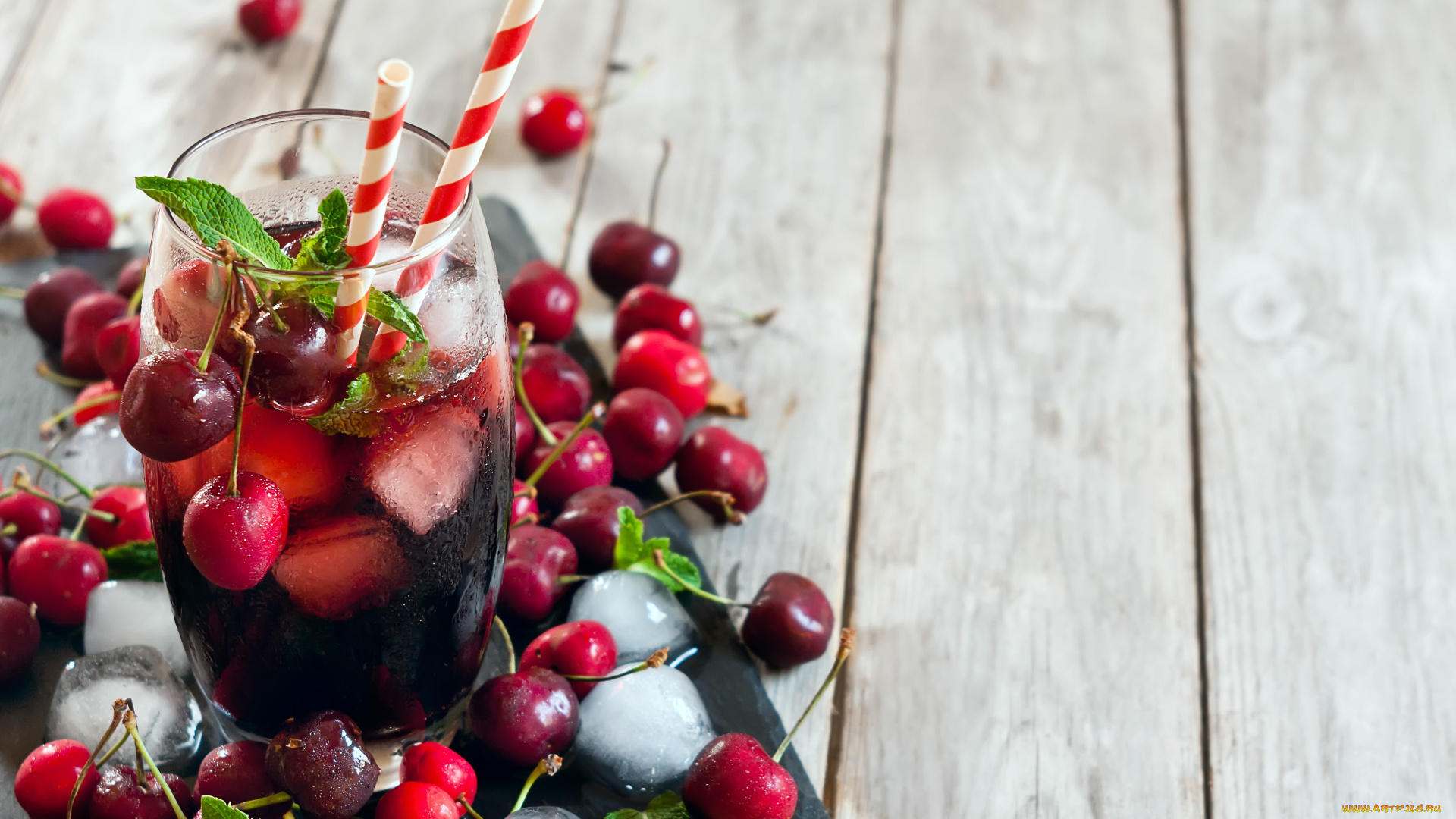 еда, напитки, напиток, mint, cherry, fruit, ice, beverage, мята, лед, фрукты, вишня