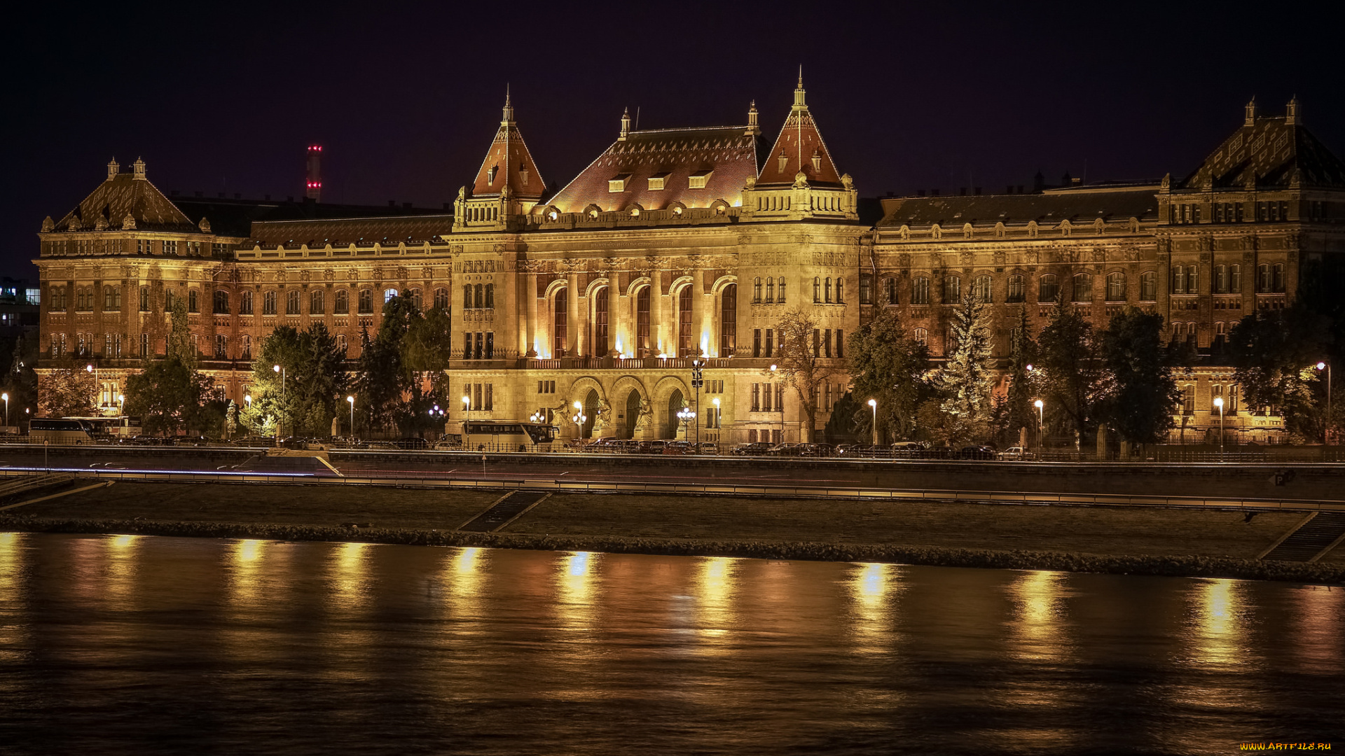 golden, danube, города, -, дворцы, , замки, , крепости, дворец, река, ночь