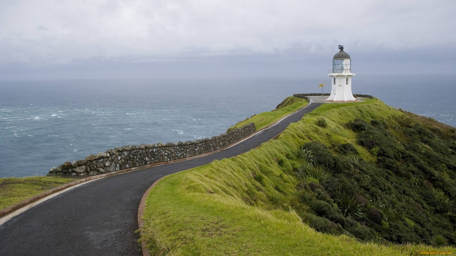 природа, маяки, маяк, дорога, обрыв, море, тучи, трава