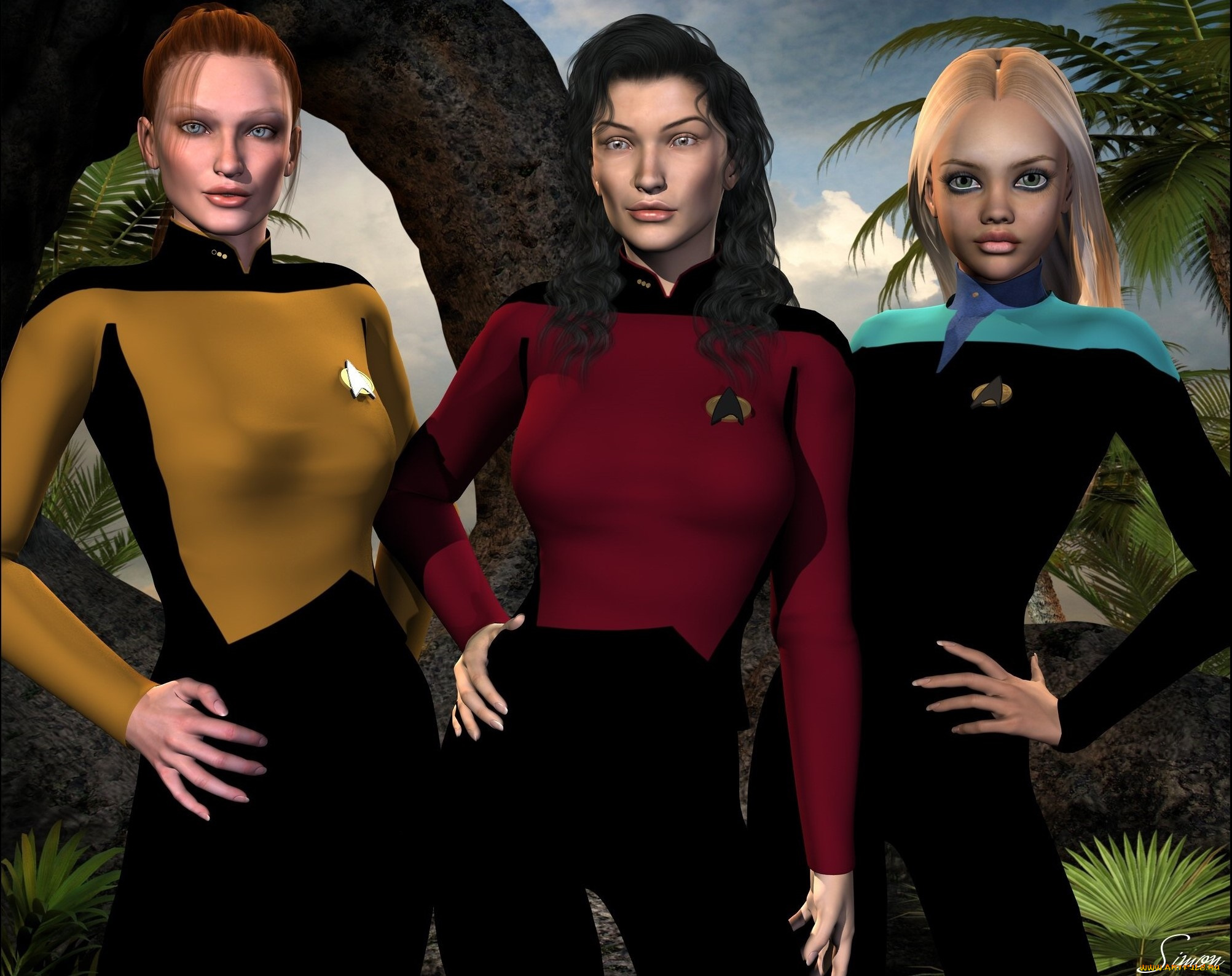 3д, графика, люди, , people, фон, взгляд, девушки