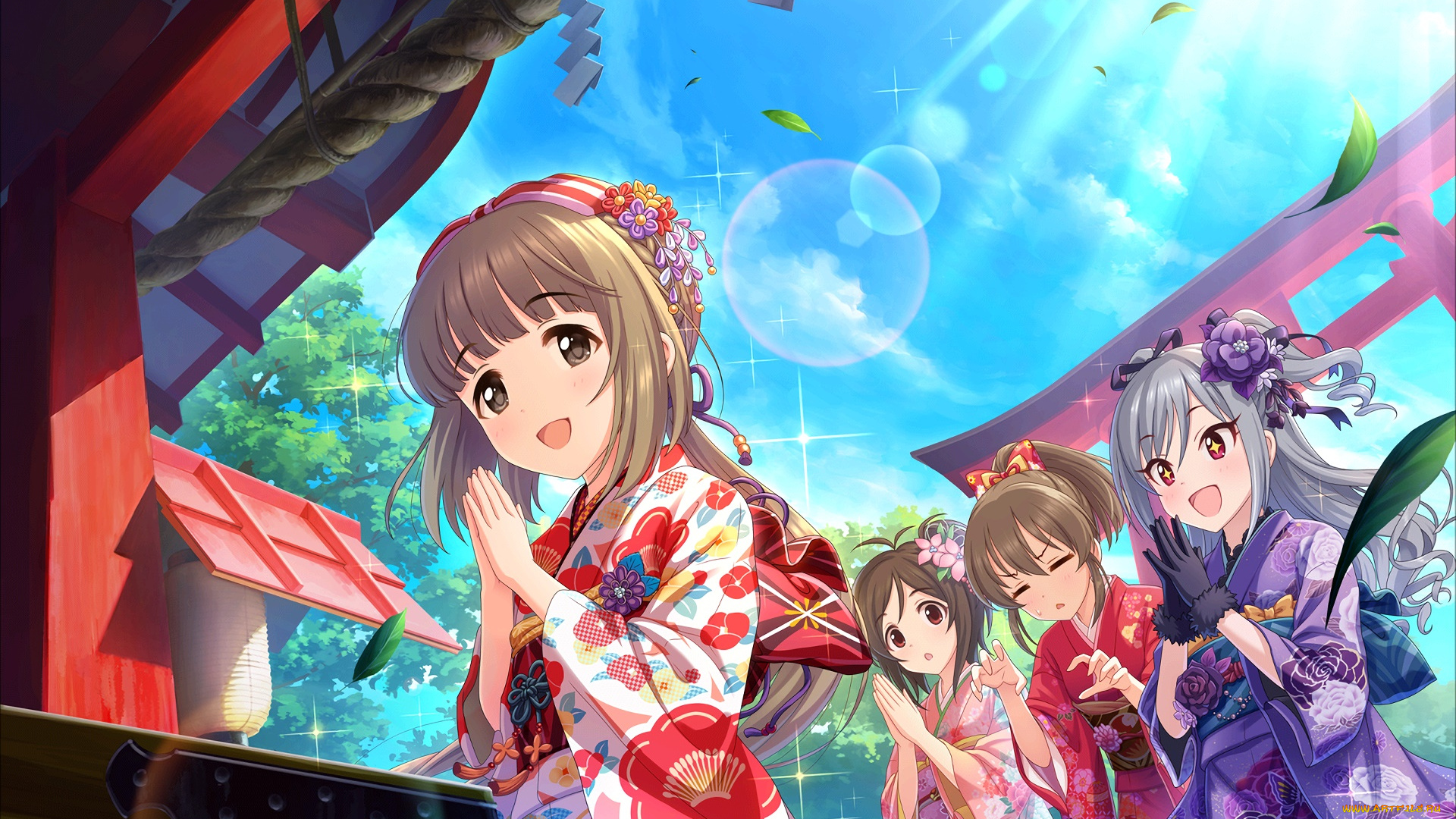 аниме, idolm@ster, фон, взгляд, девушки