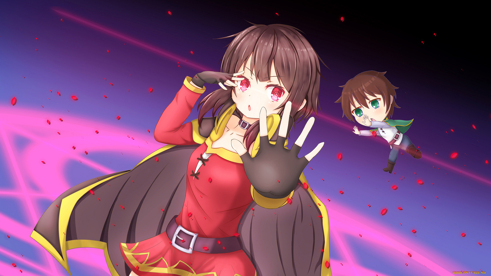 аниме, kono, subarashii, sekai, ni, shukufuku, wo, фон, взгляд, девушка