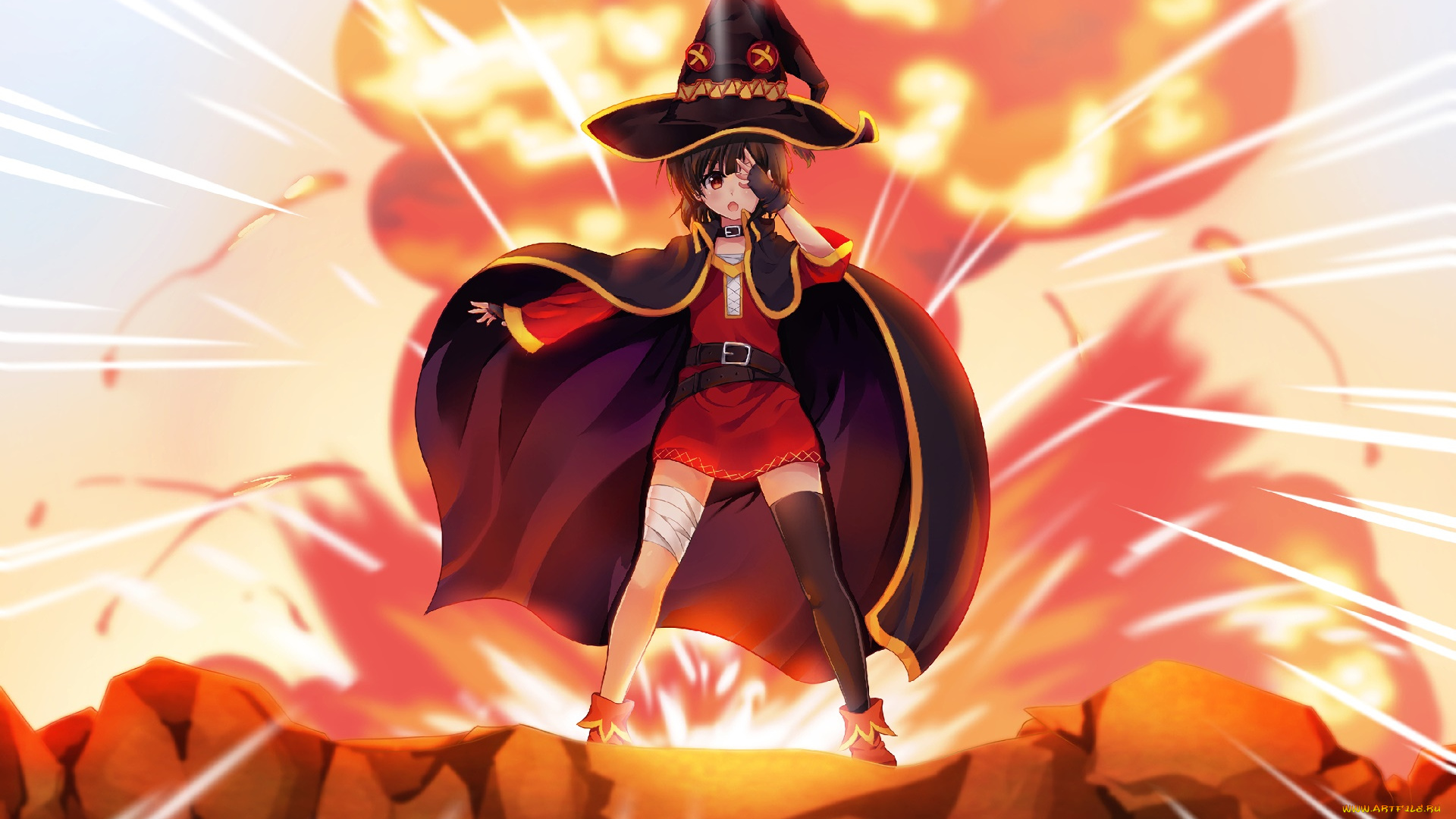 аниме, kono, subarashii, sekai, ni, shukufuku, wo, девушка, взгляд, фон