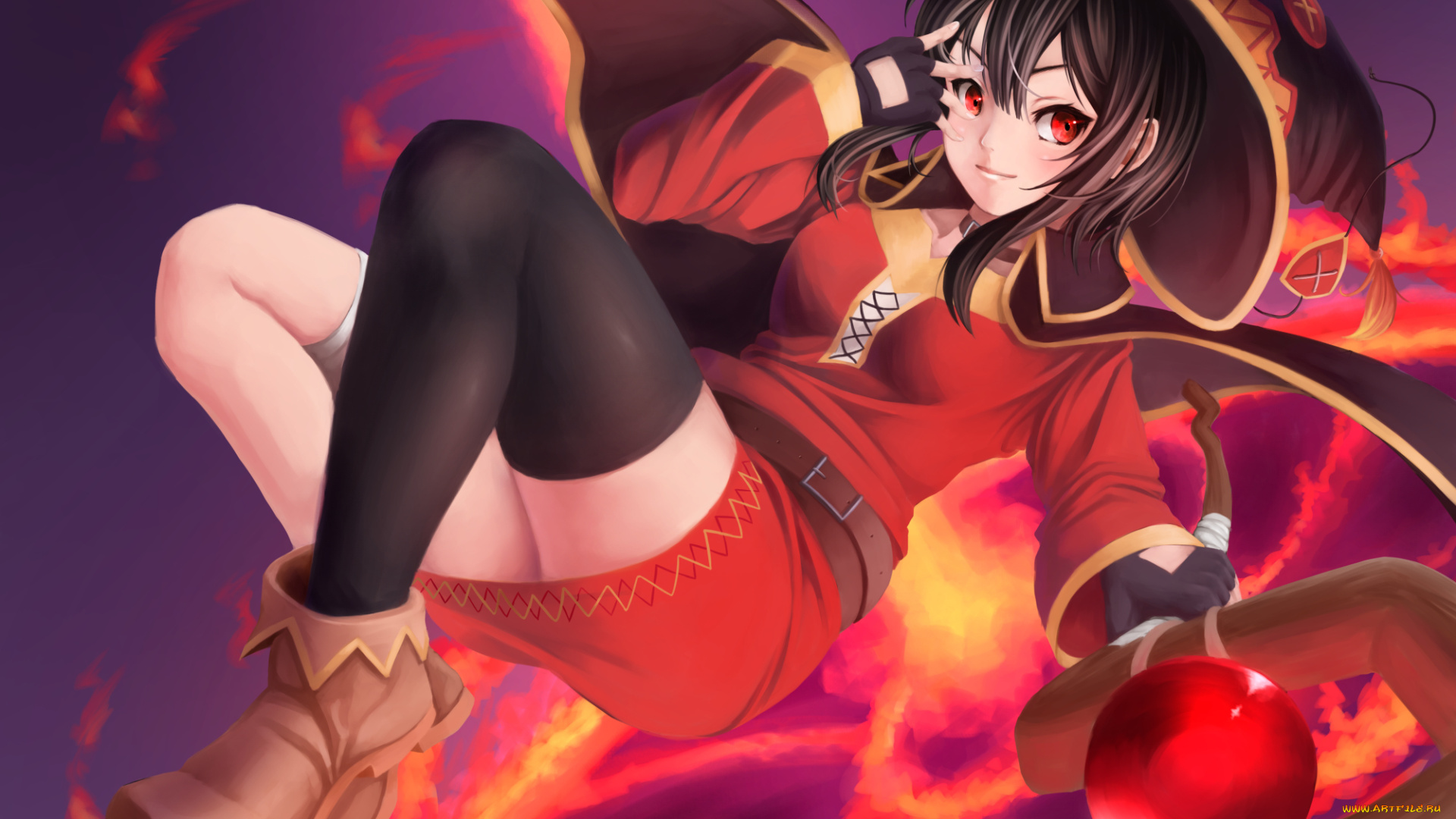 аниме, kono, subarashii, sekai, ni, shukufuku, wo, девушка, взгляд, фон