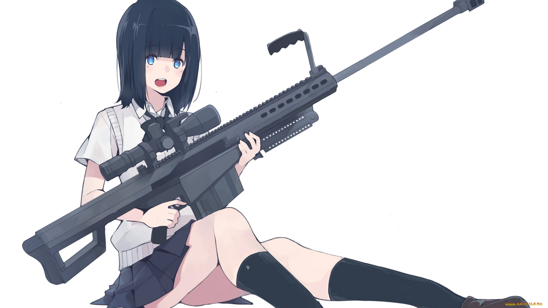 аниме, оружие, , техника, , технологии, фон, взгляд, девушка