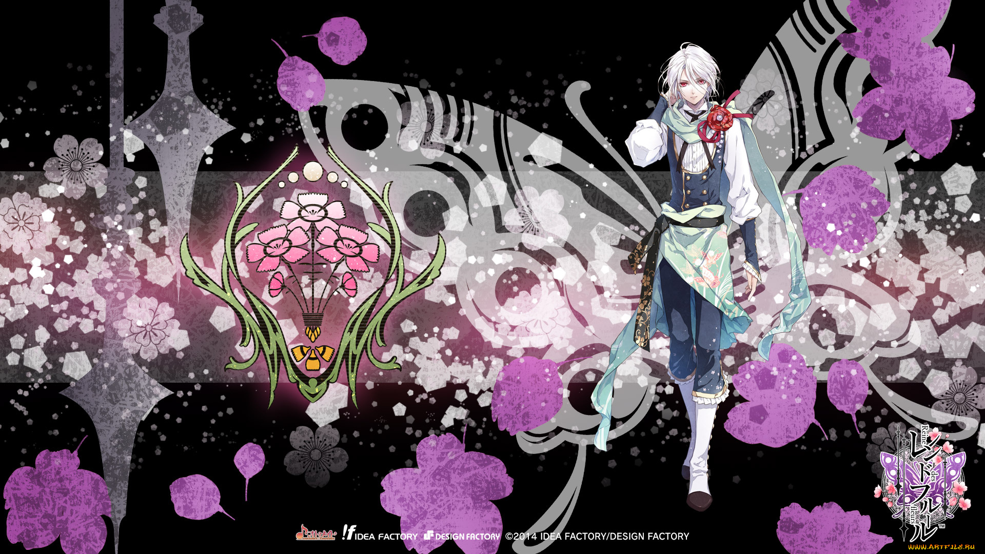 аниме, reine, des, fleurs, парень