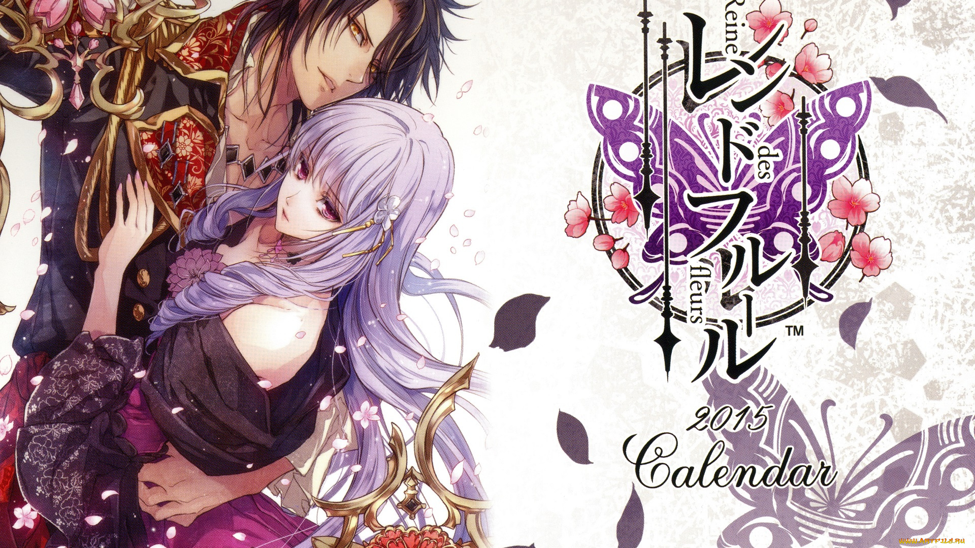 аниме, reine, des, fleurs, парень, девушка