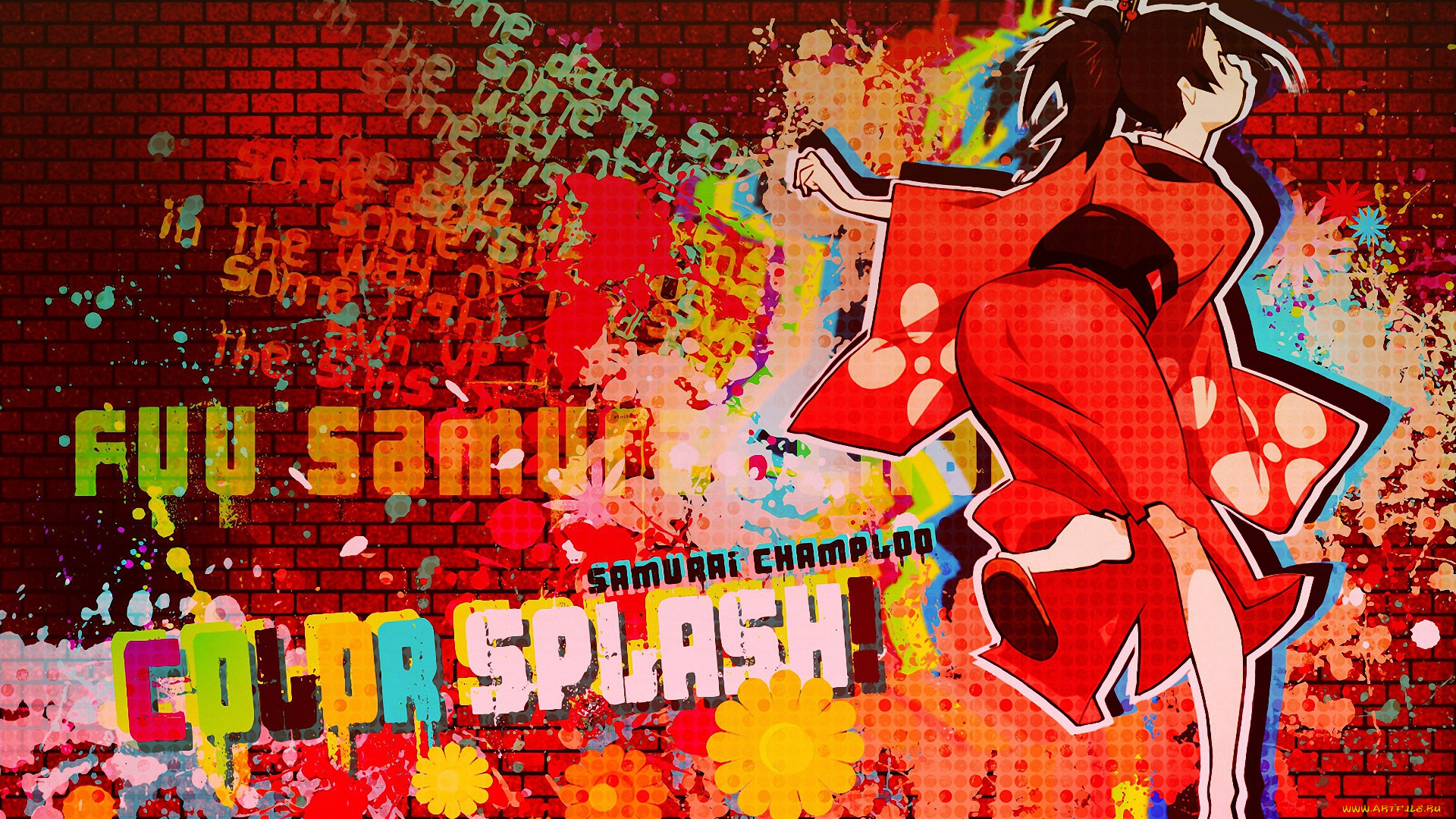 аниме, samurai, champloo, fuu, кимоно, девушка