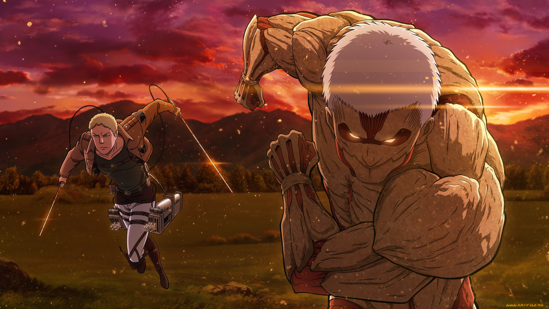 аниме, shingeki, no, kyojin, атака, титанов