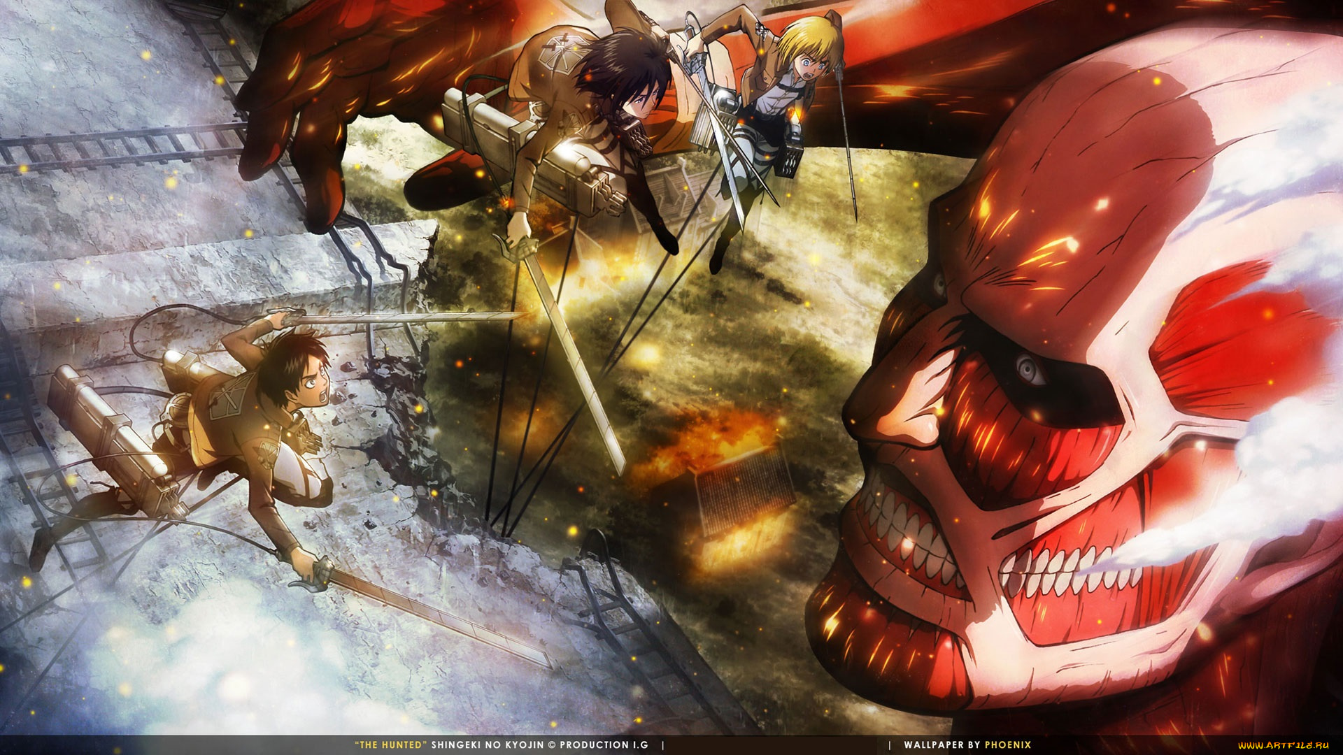 аниме, shingeki, no, kyojin, атака, титанов