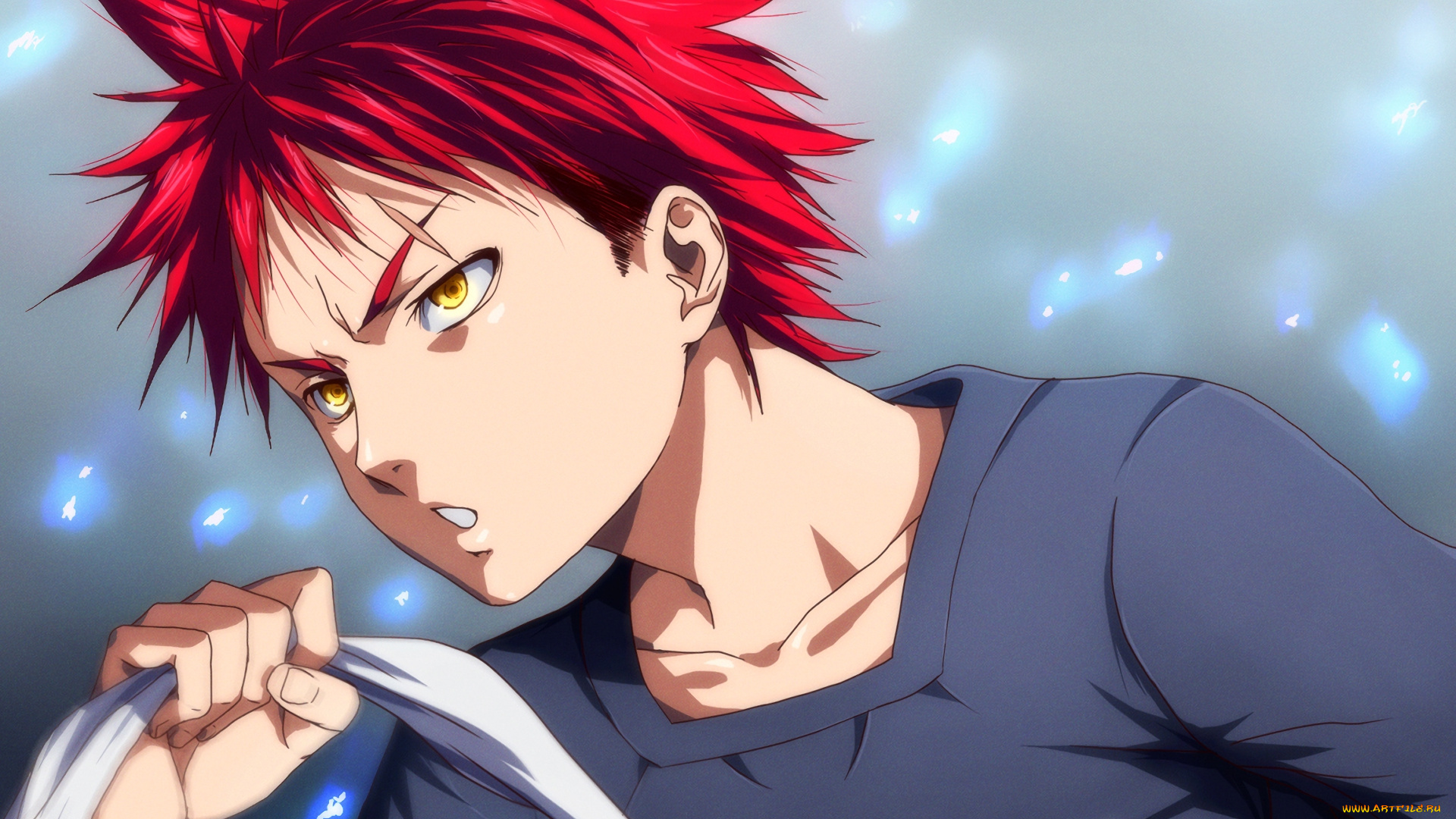 аниме, shokugeki, no, soma, фон, взгляд, парень