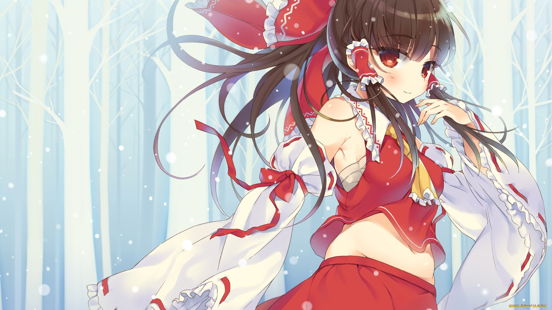 аниме, touhou, фон, взгляд, девушка