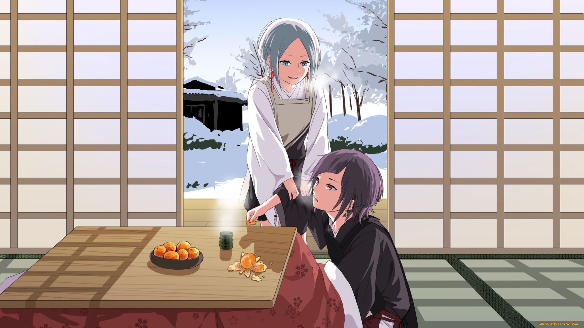 аниме, unknown, , другое, девушка, взгляд, фон