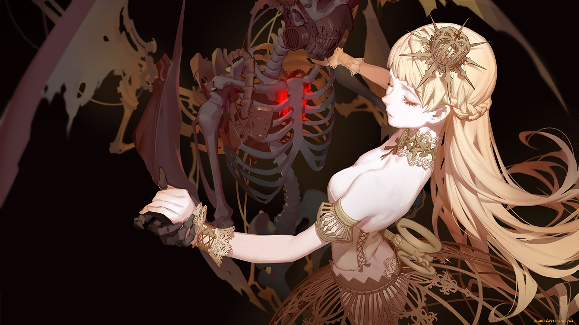 аниме, животные, , существа, девушка, взгляд, фон