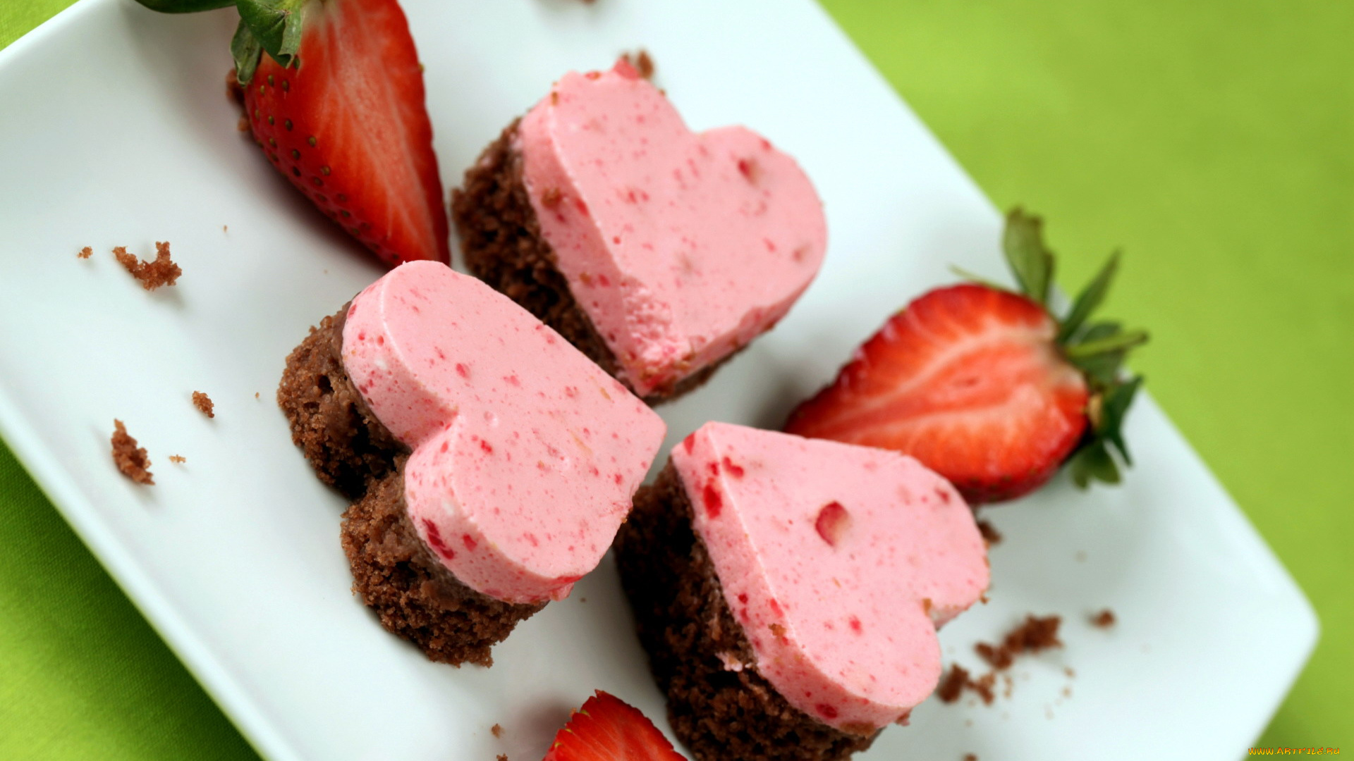 еда, мороженое, , десерты, клубника, десерт, сердечки