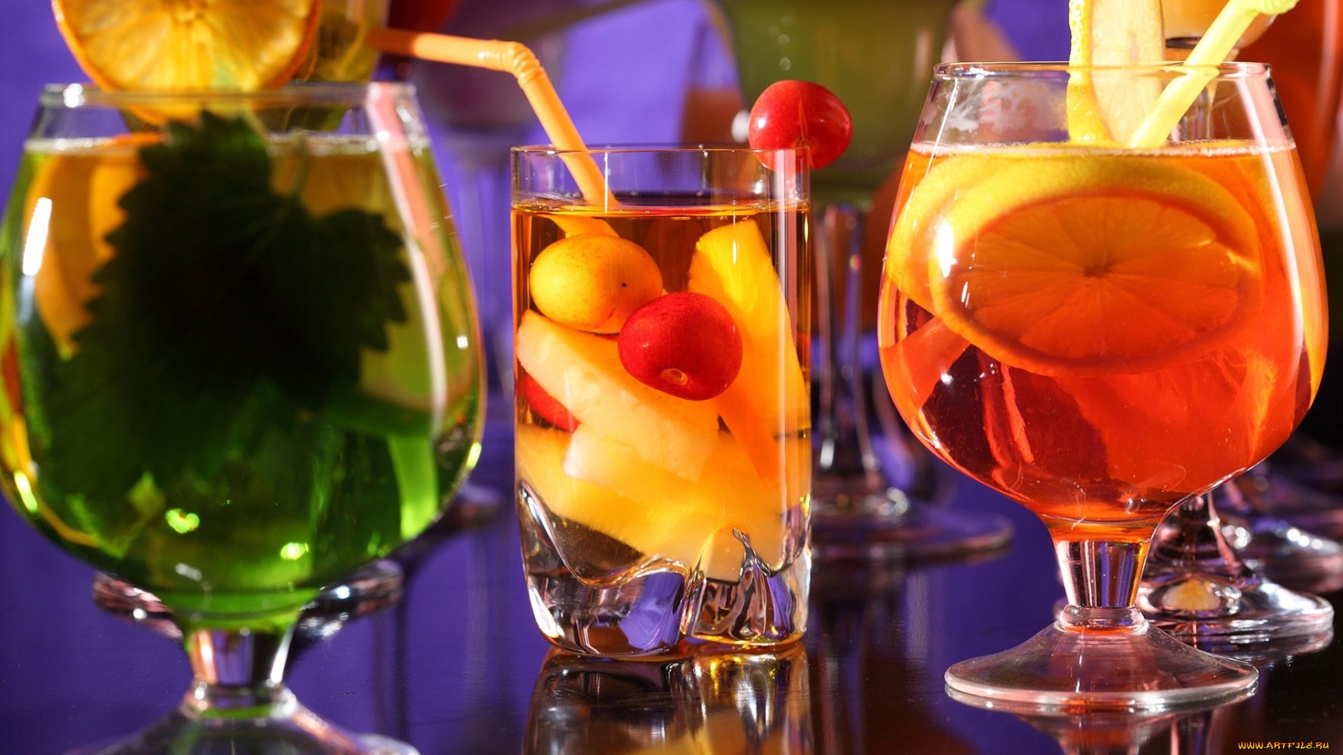 еда, напитки, , коктейль, вишни, апельсин, мята