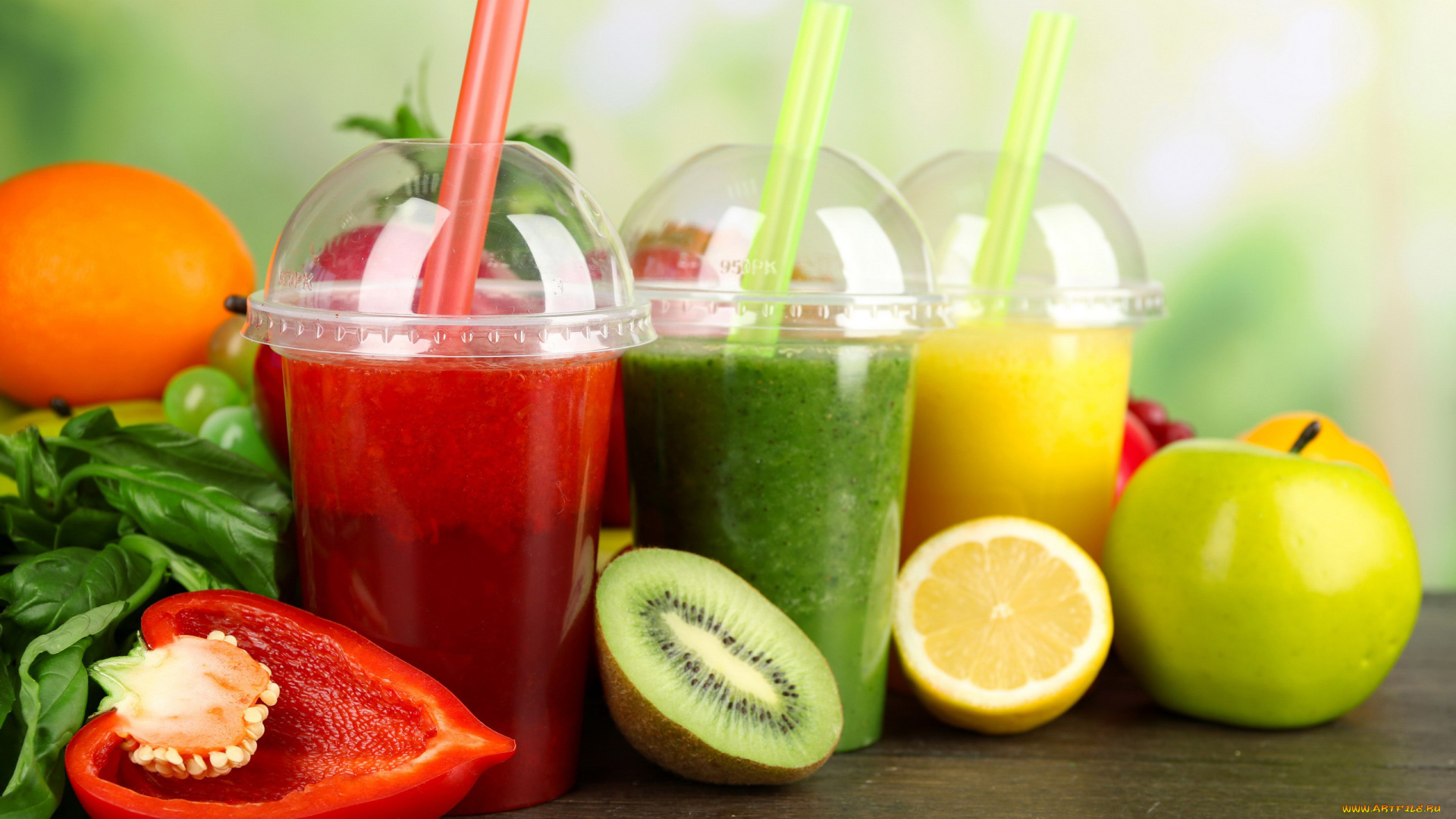 еда, напитки, , сок, яблоко, киви, базилик, перец, лимон