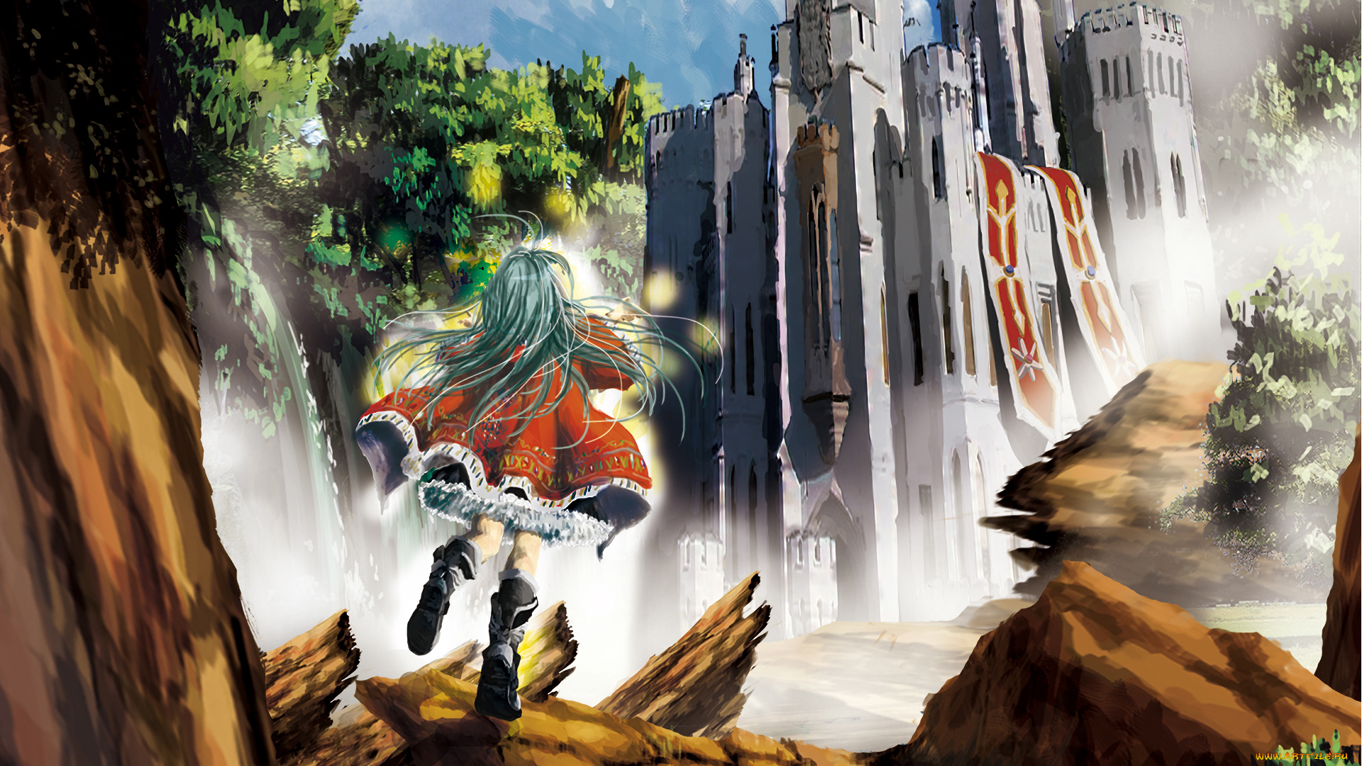 original, аниме, город, , улицы, , здания