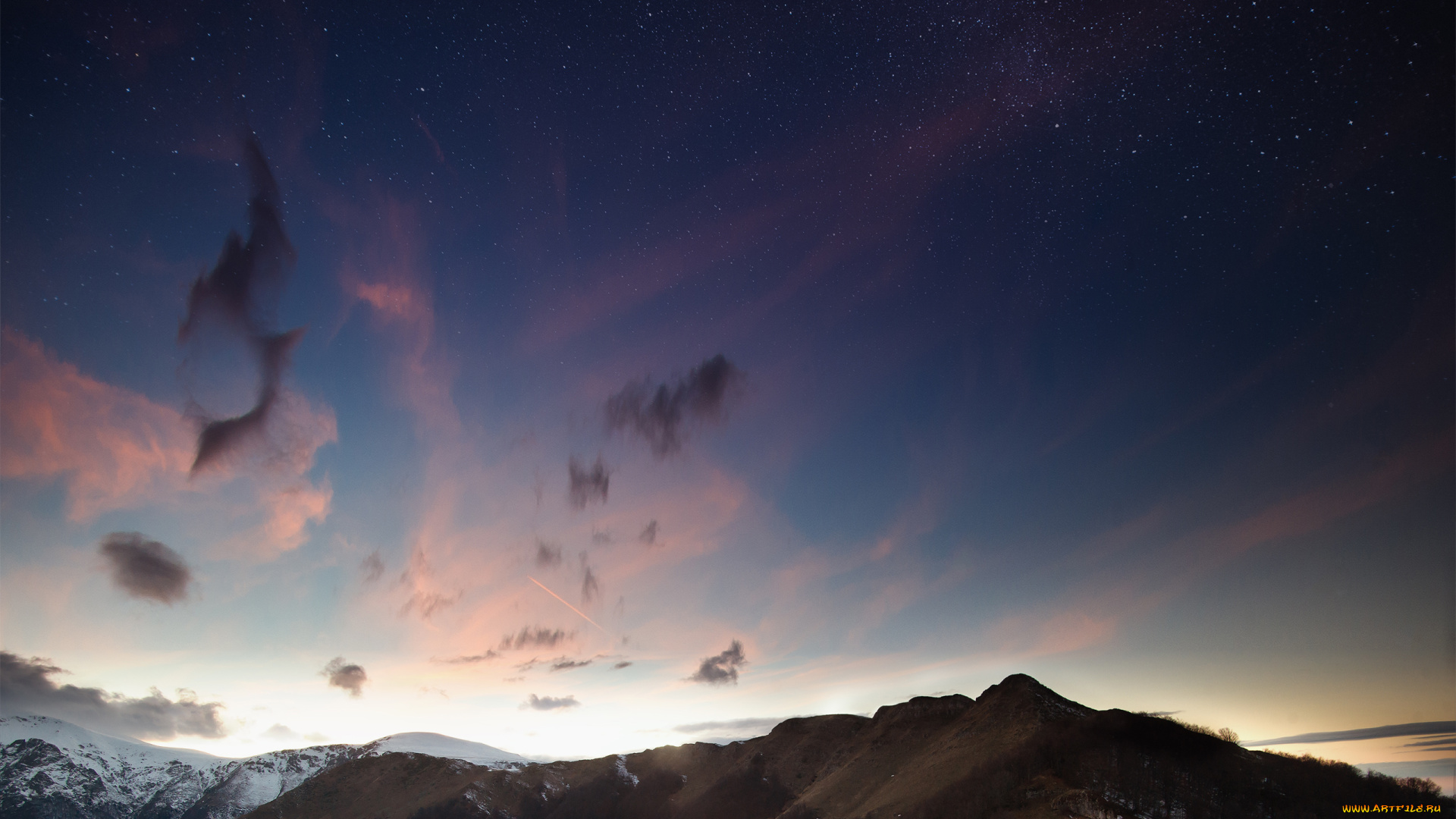 природа, горы, balkan, snow, cloud, sky, night, bulgaria, star, mountain