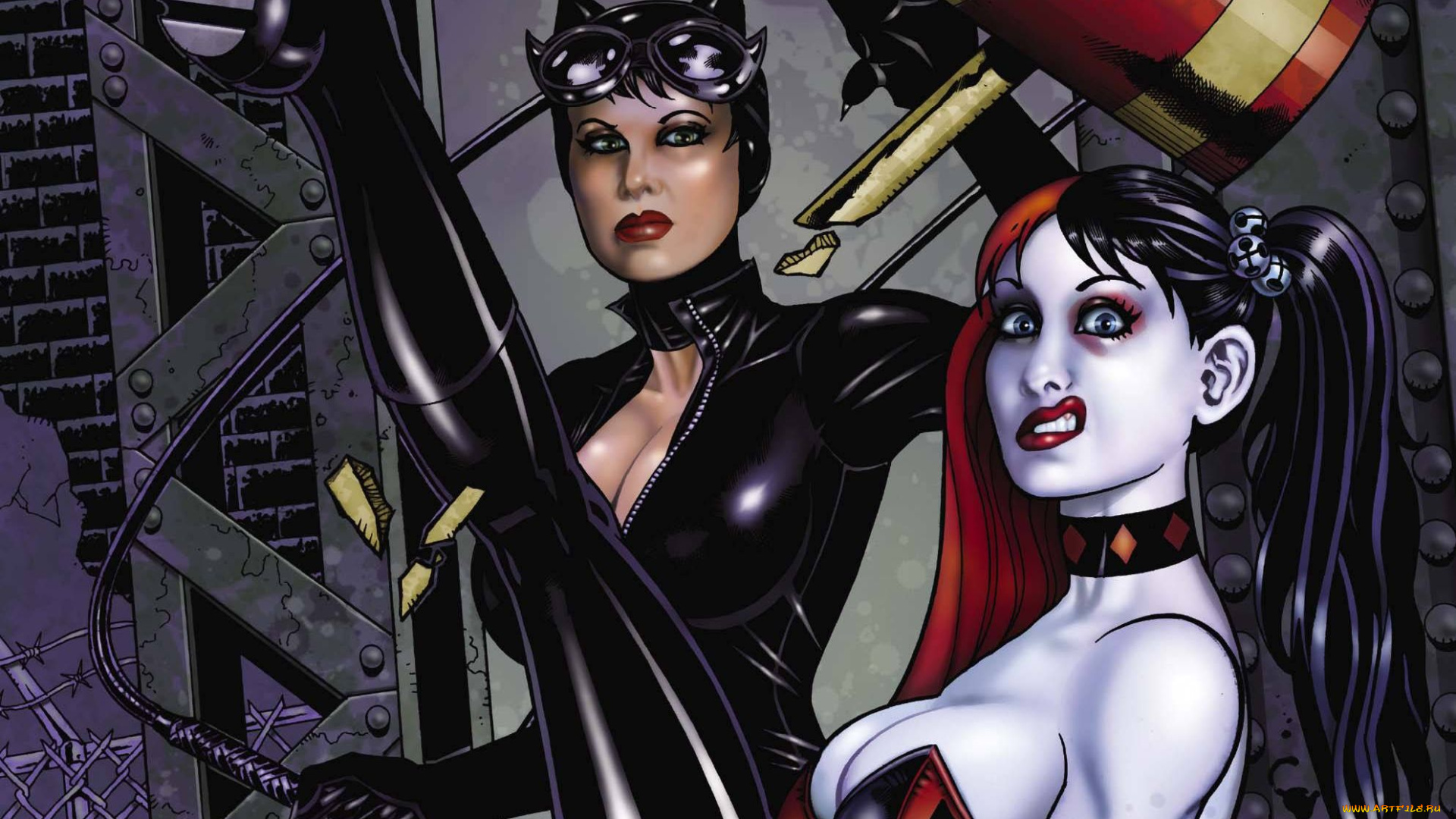 рисованное, комиксы, девушки, фон, взгляд