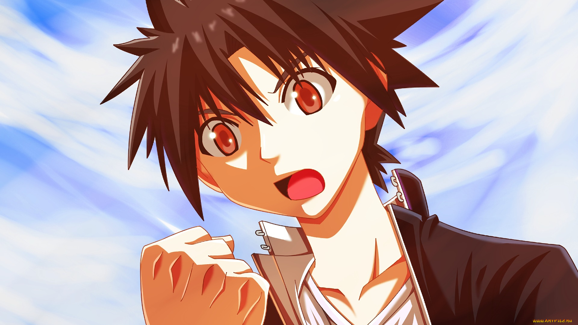 uq, holder, аниме, парень, взгляд, фон