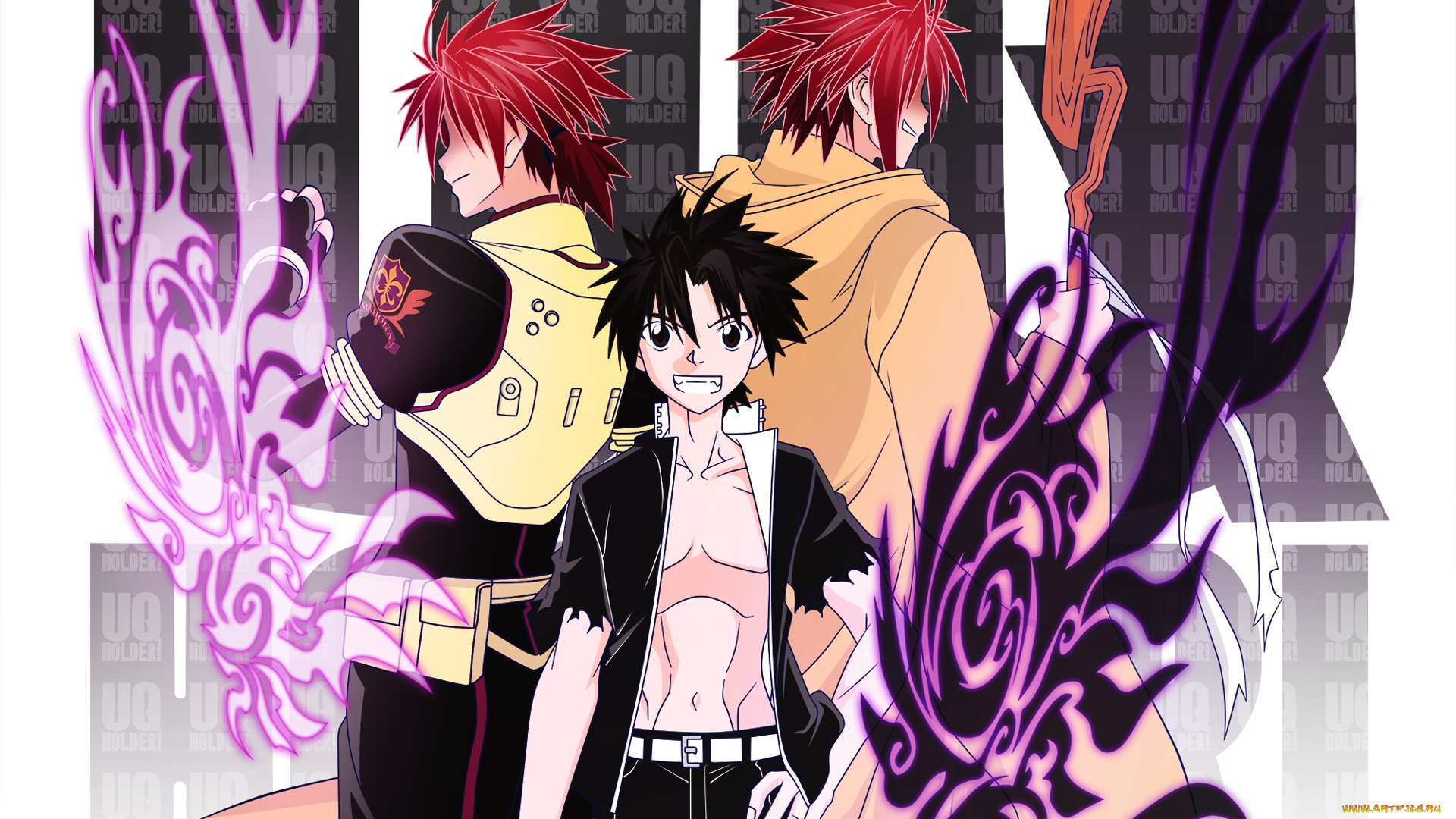uq, holder, аниме, парень, взгляд, фон