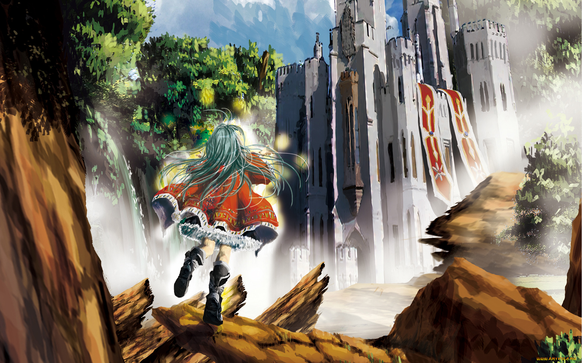 original, аниме, город, , улицы, , здания