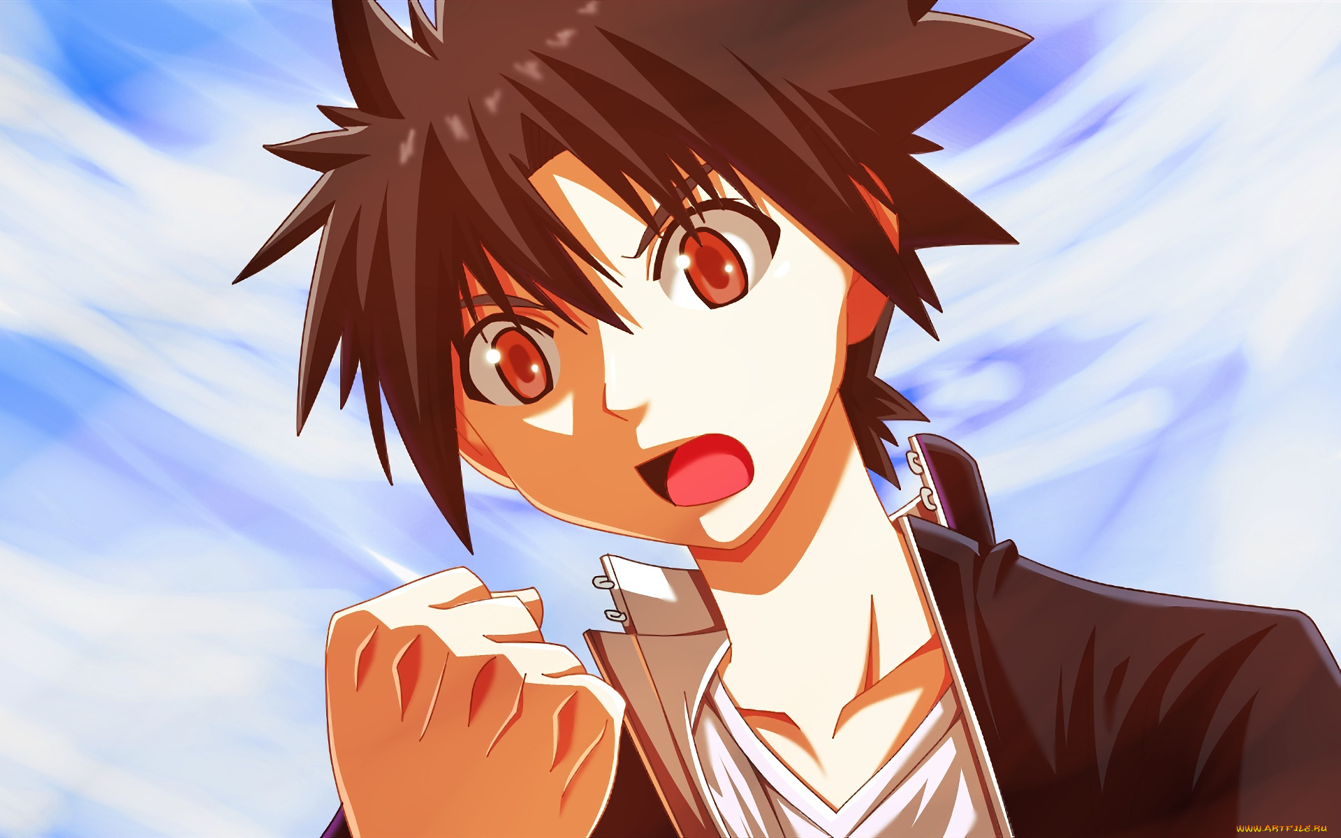 uq, holder, аниме, парень, взгляд, фон