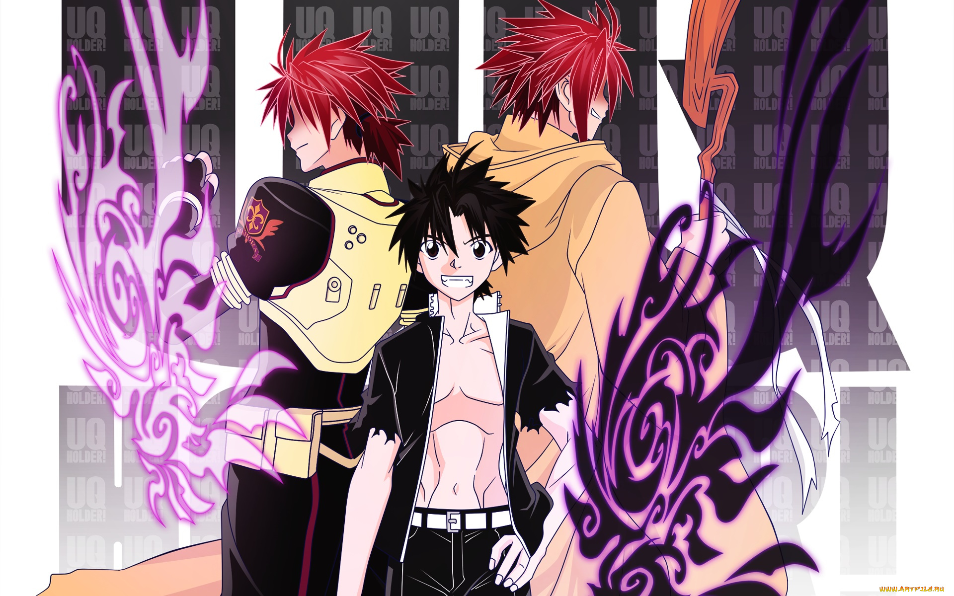 uq, holder, аниме, парень, взгляд, фон