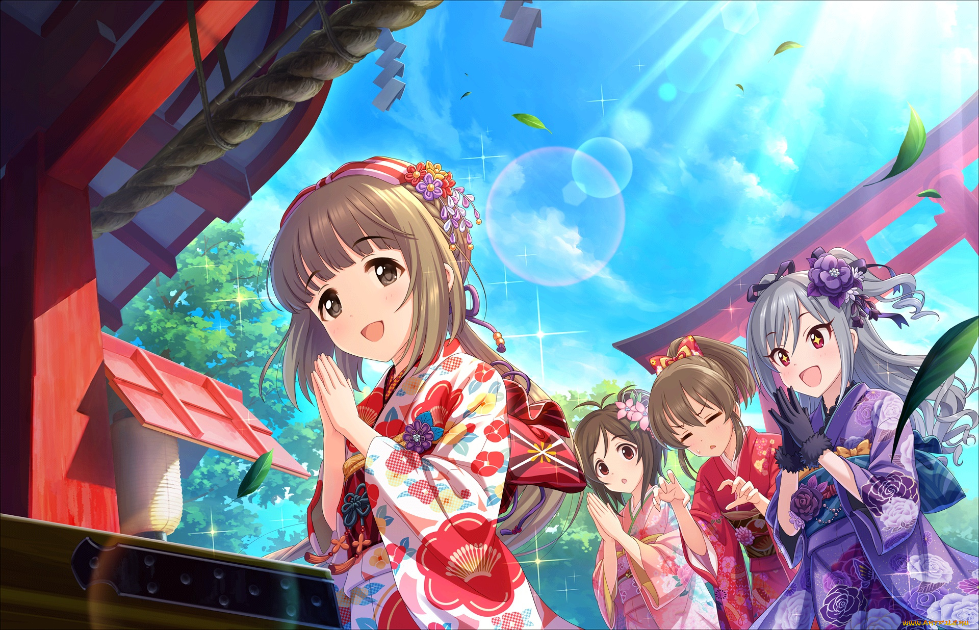 аниме, idolm@ster, фон, взгляд, девушки