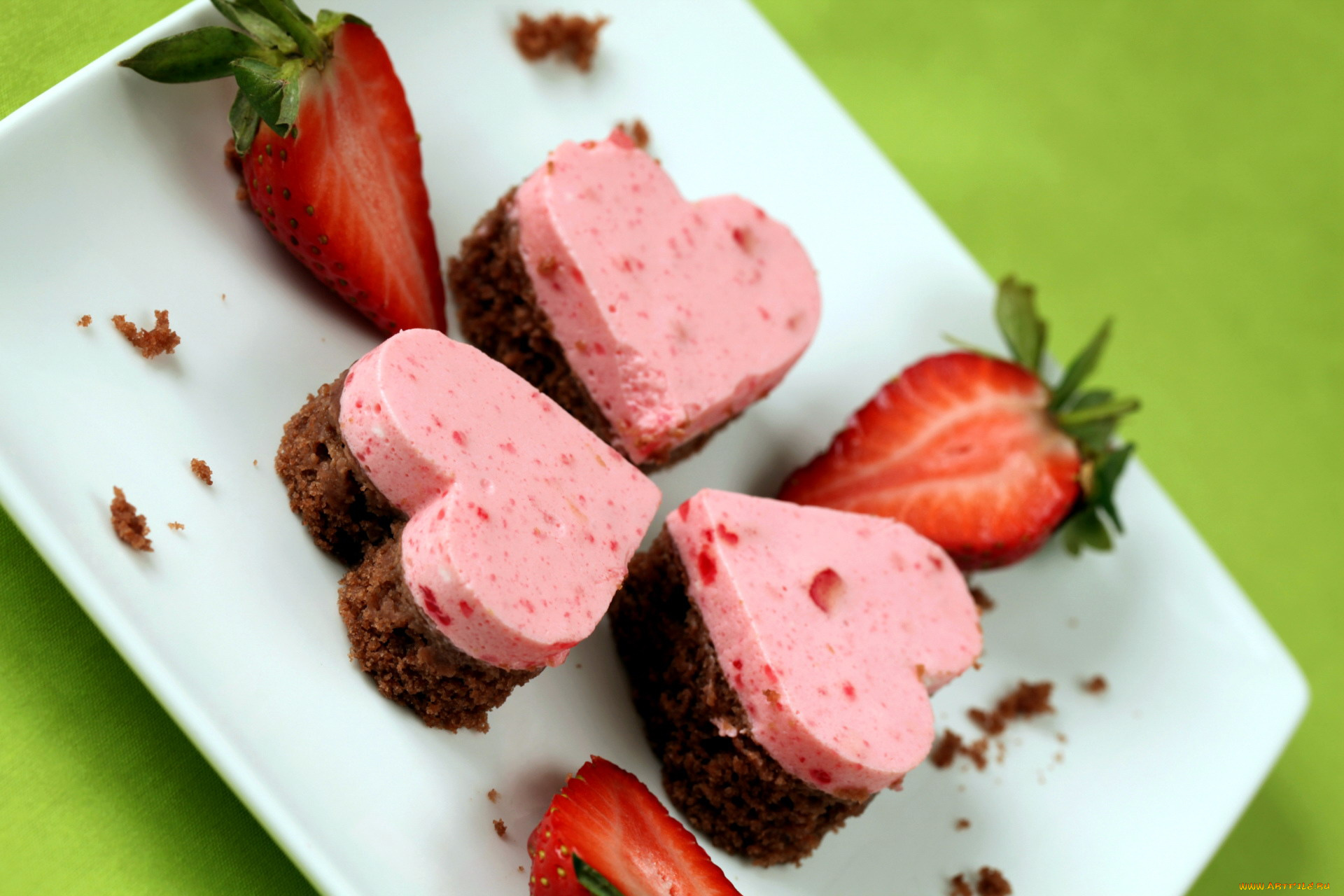 еда, мороженое, , десерты, клубника, десерт, сердечки