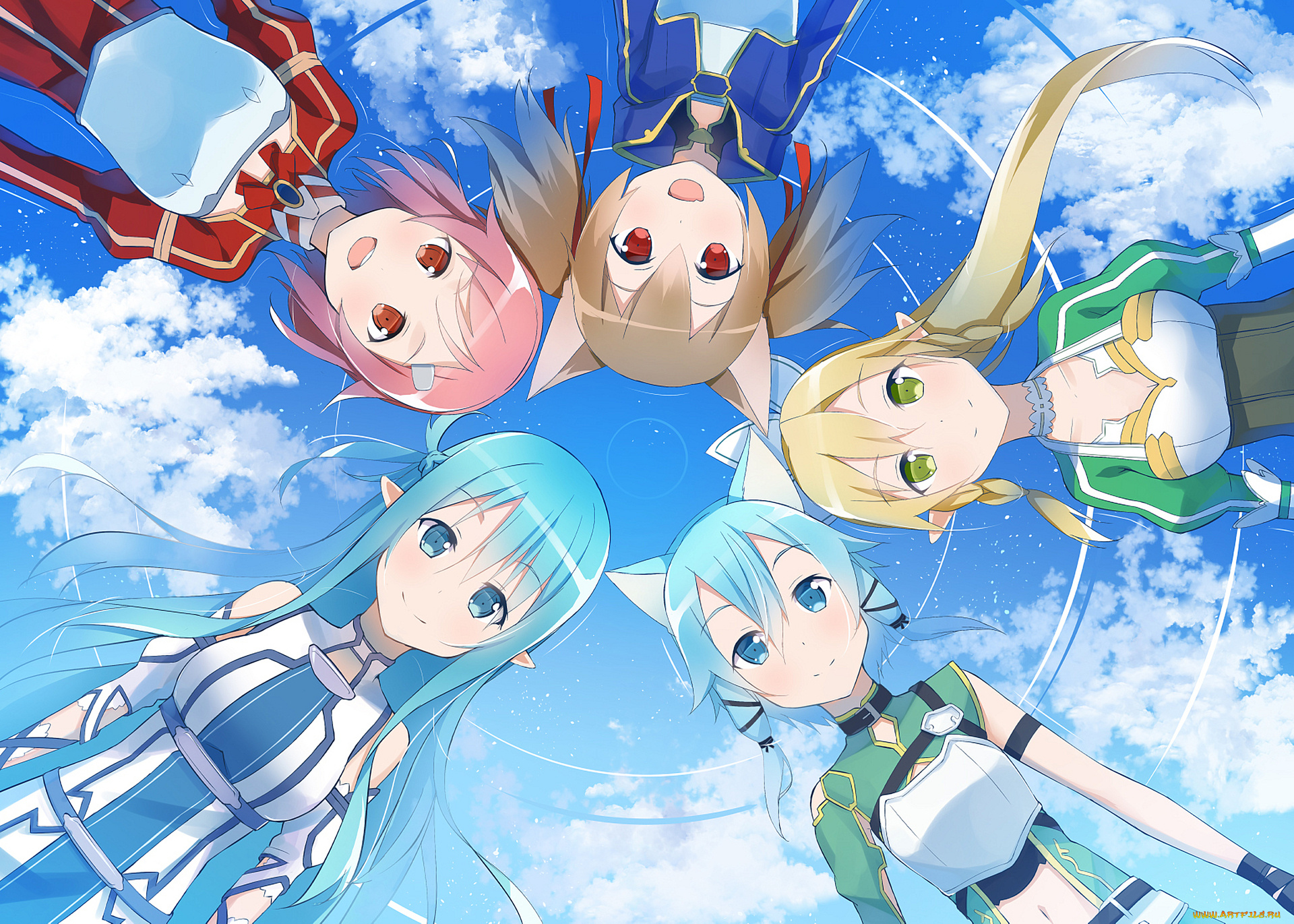 аниме, sword, art, online, девушки, взгляд, фон