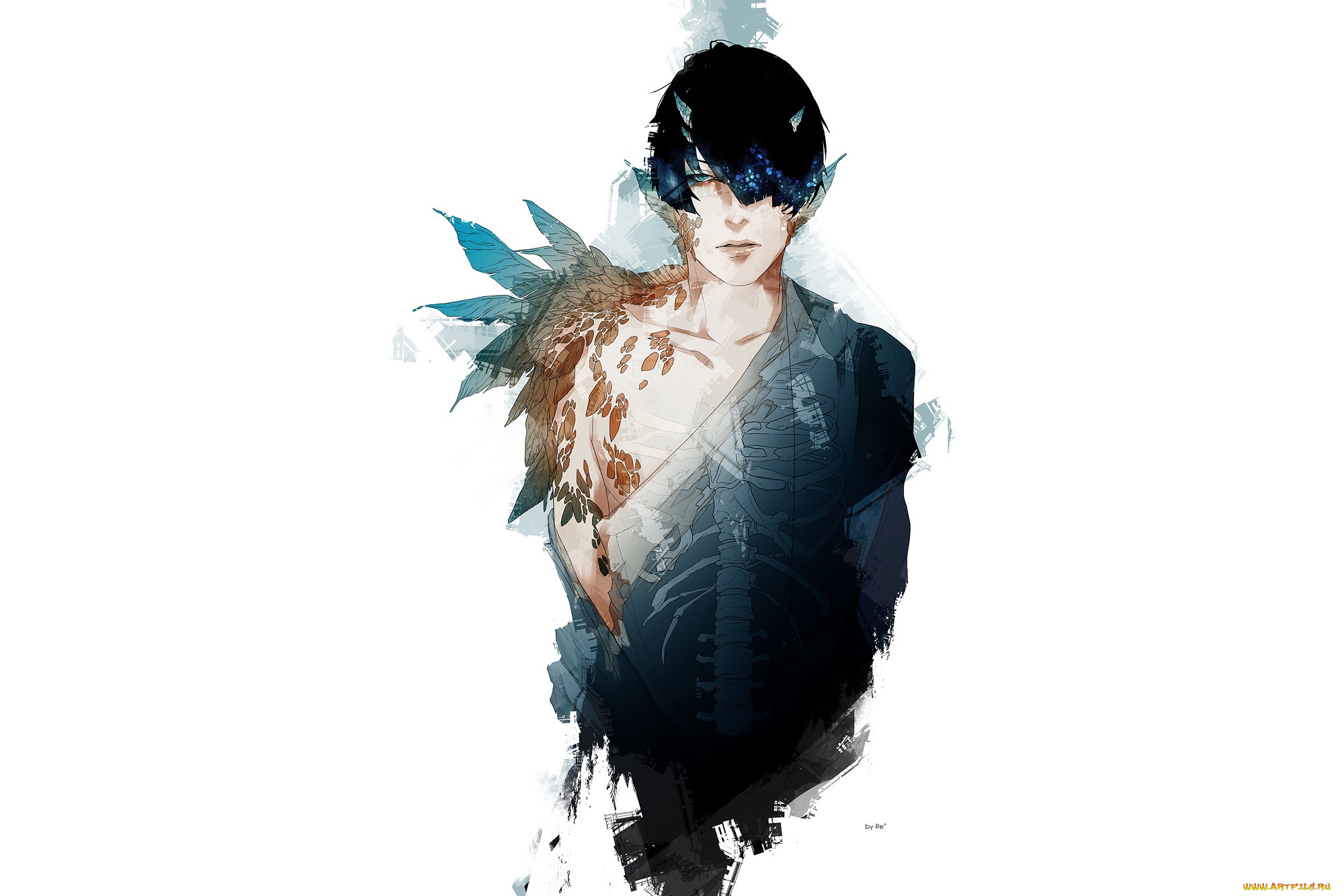 аниме, животные, , существа, парень