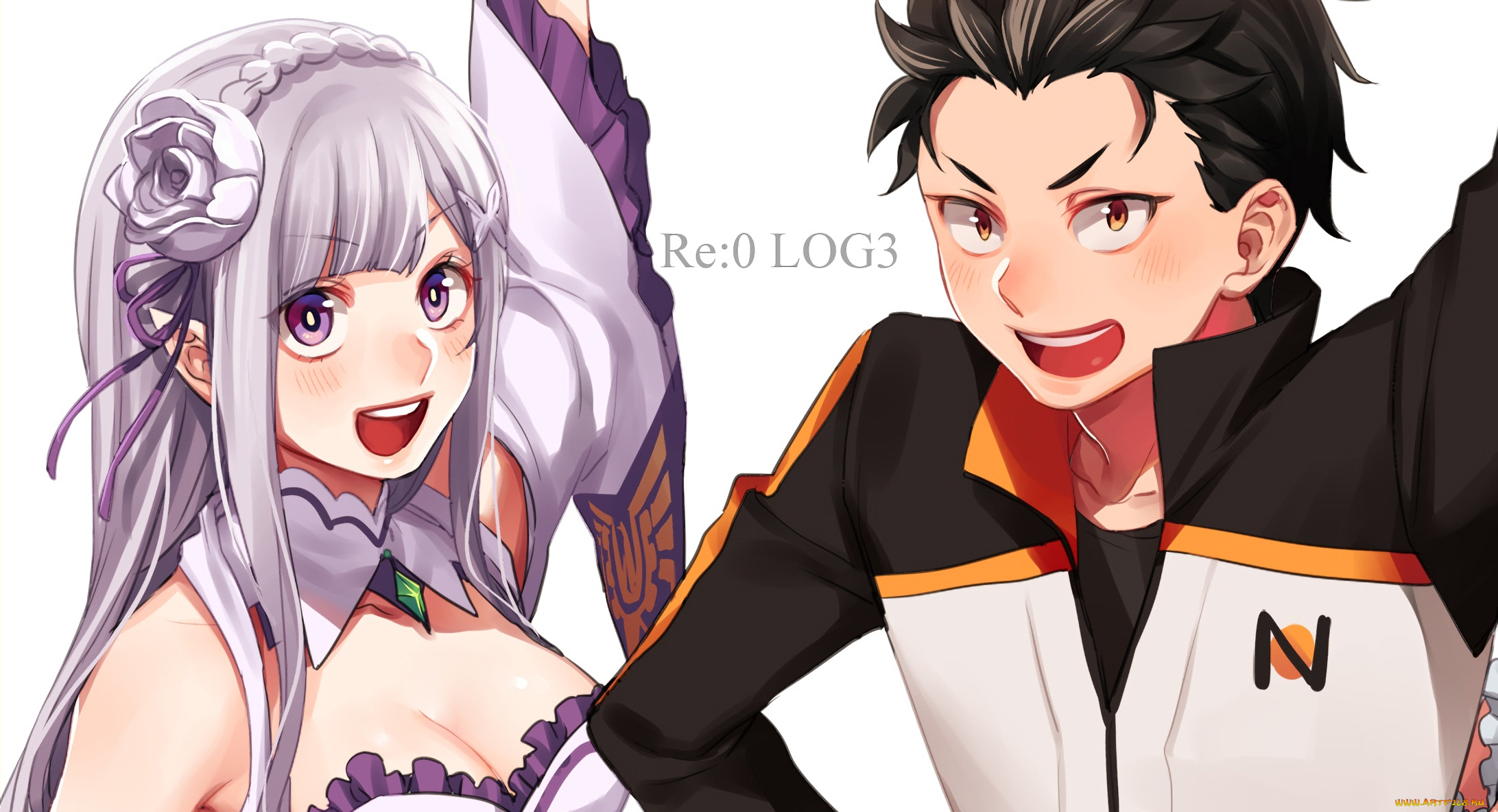 аниме, re, , zero, kara, hajimeru, isekai, seikatsu, девушка, парень, взгляд, фон