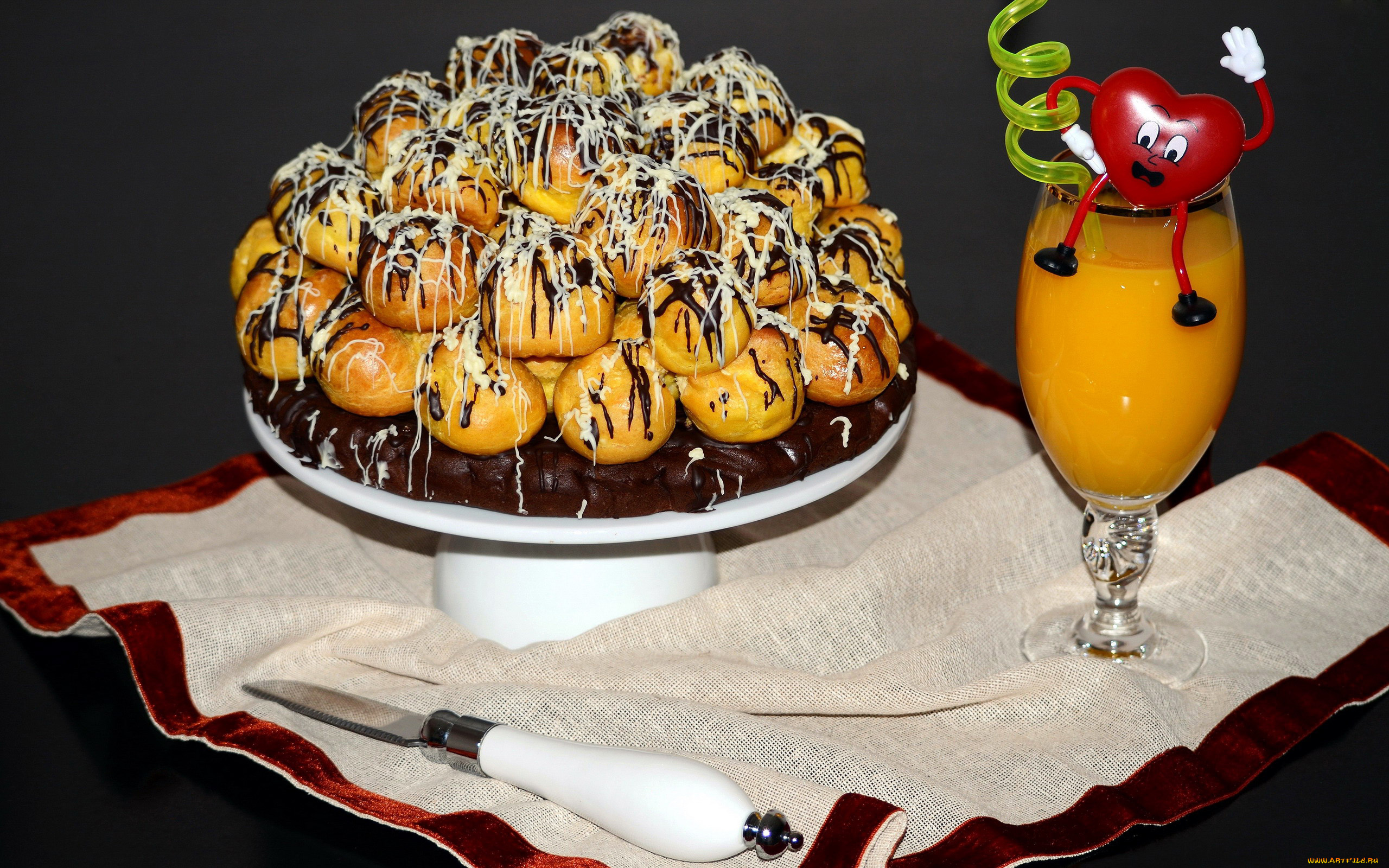 еда, пироги, сок, апельсиновый, ваза, пирог