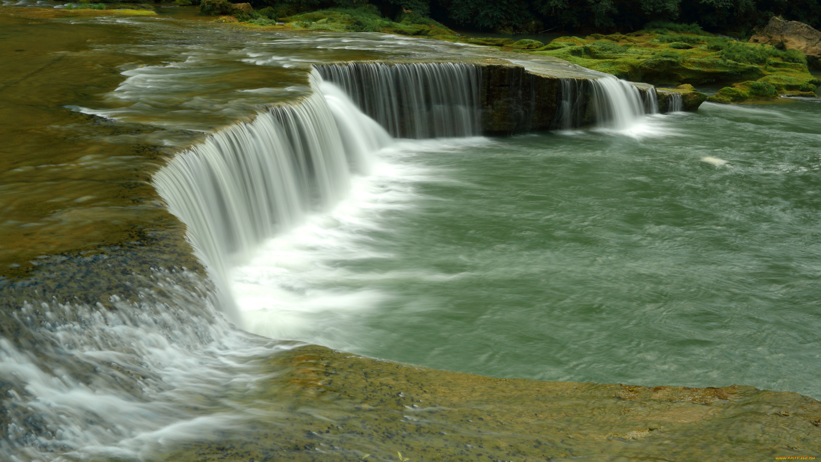природа, водопады, камни, поток